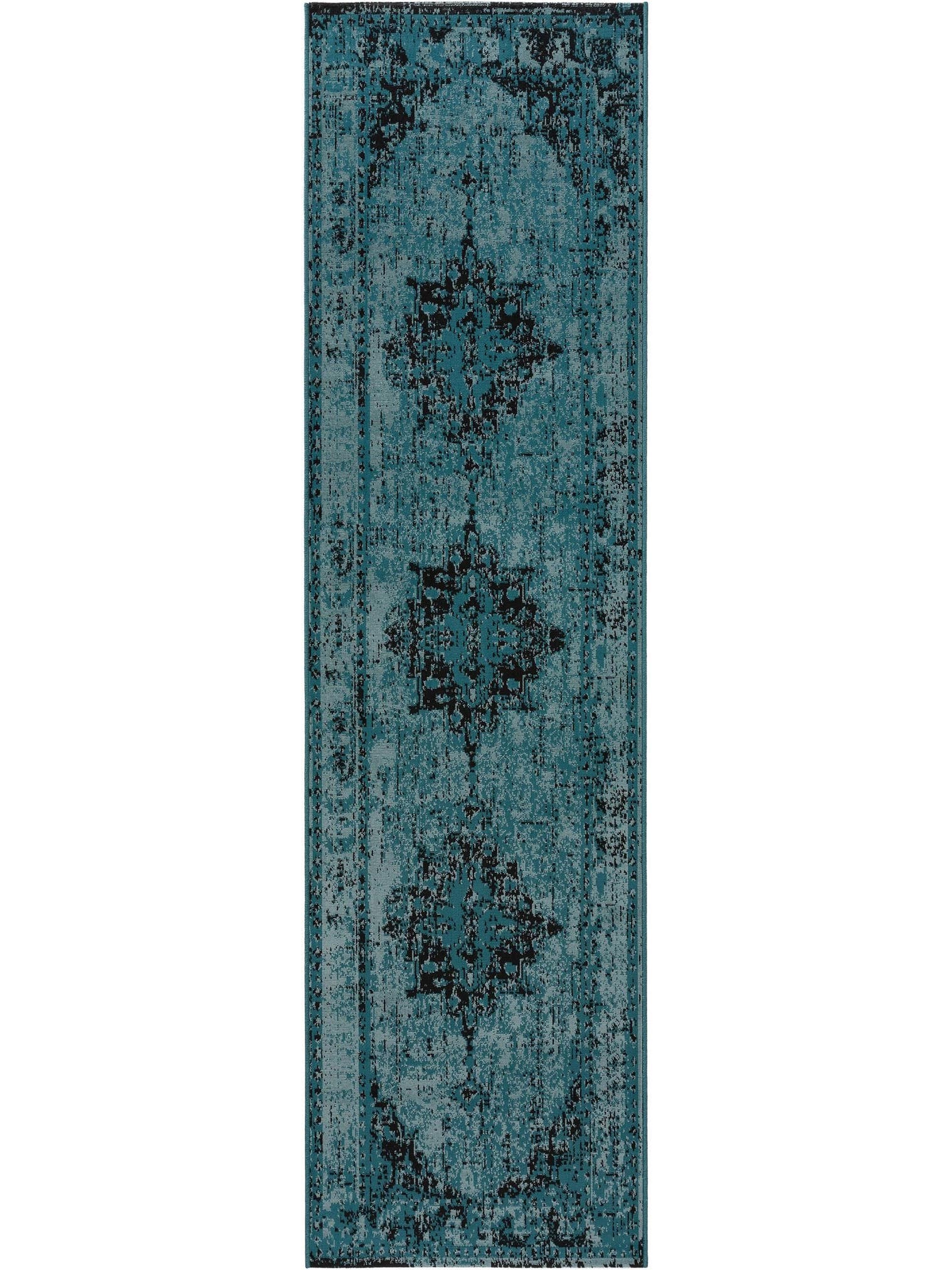 Tapis en 100% Polypropylène en Turquoise avec une pile de 1- 5 mm de hauteur de benuta Nest