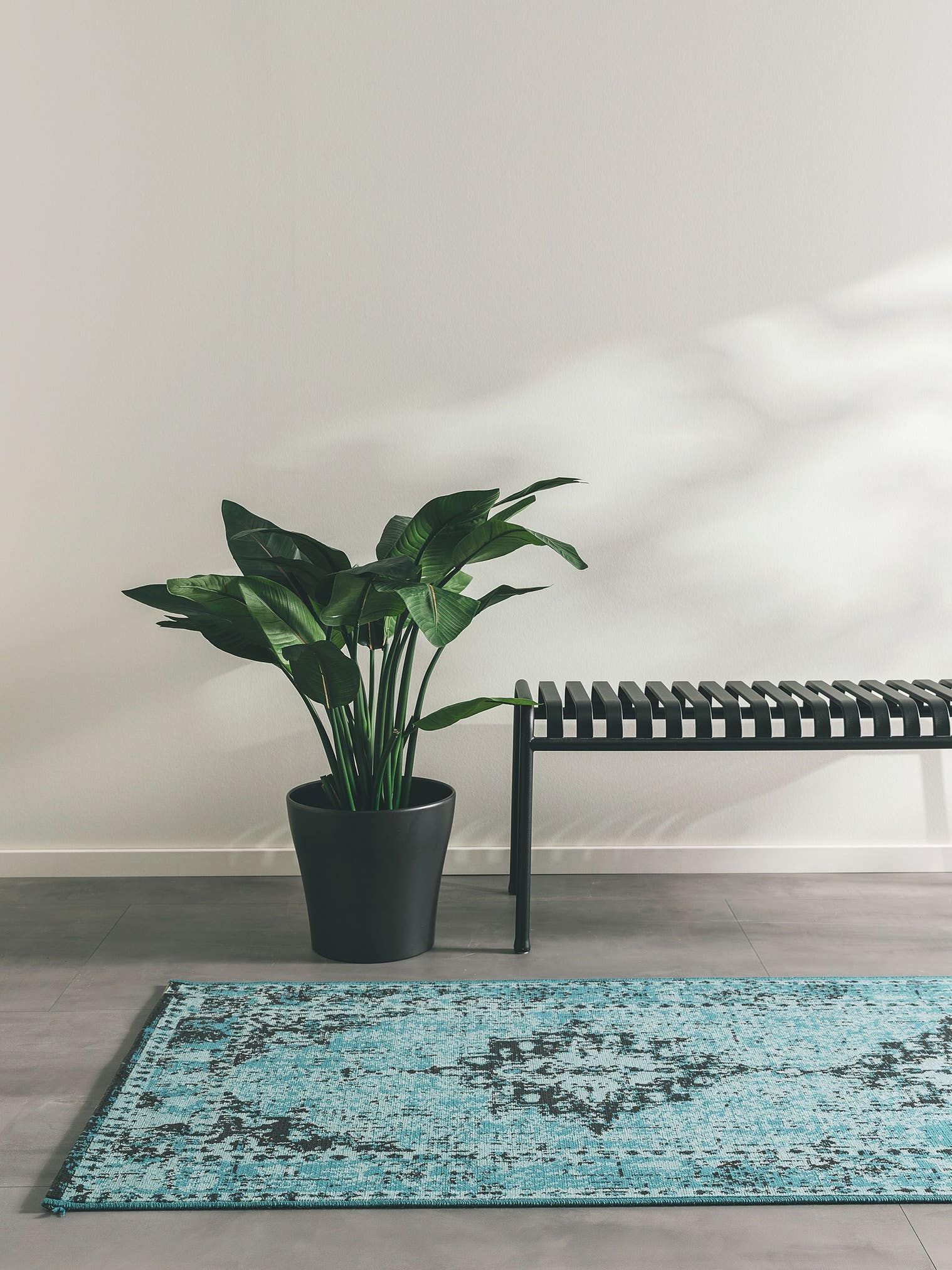 Tapis en 100% Polypropylène en Turquoise avec une pile de 1- 5 mm de hauteur de benuta Nest