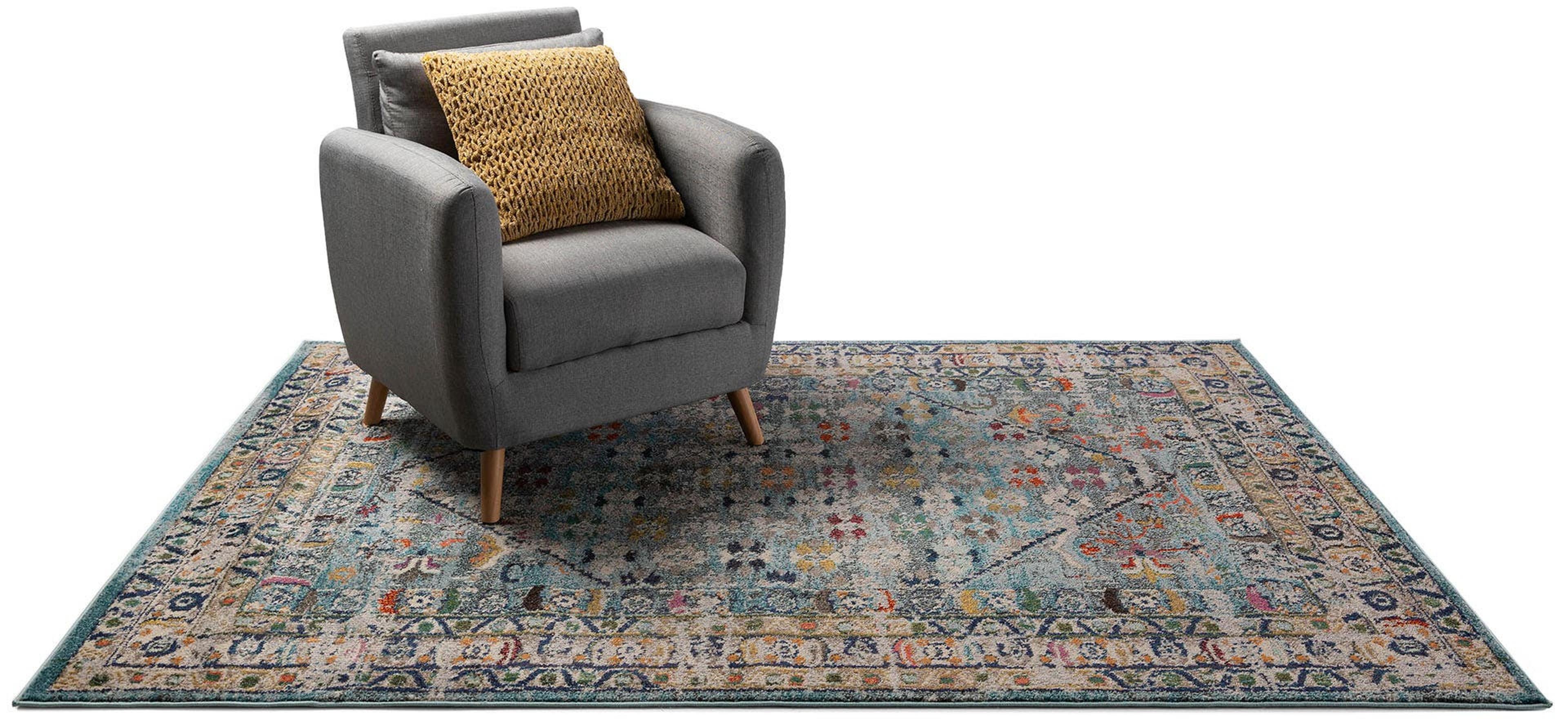 Rug made of 100% Polypropylene in Blue with a 11 - 20 mm high pile by benuta Nest