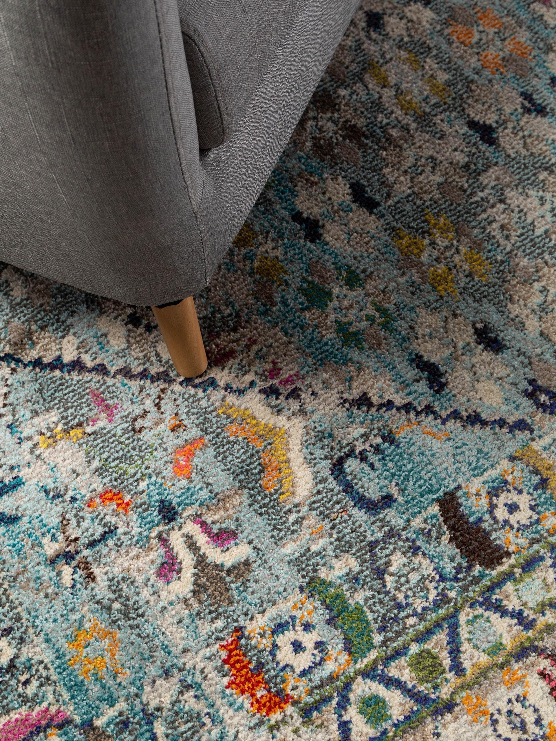 Rug made of 100% Polypropylene in Blue with a 11 - 20 mm high pile by benuta Nest