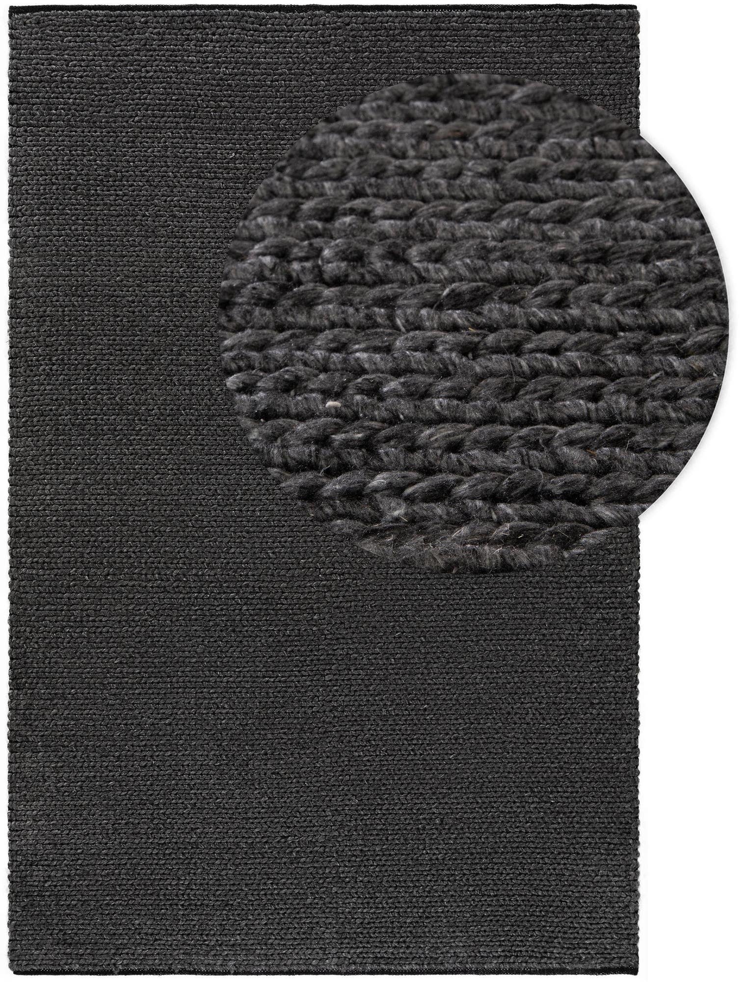Teppich aus 60% Wolle, 40% Polyester in Grau mit bis 5 mm hohem Flor von benuta Pure