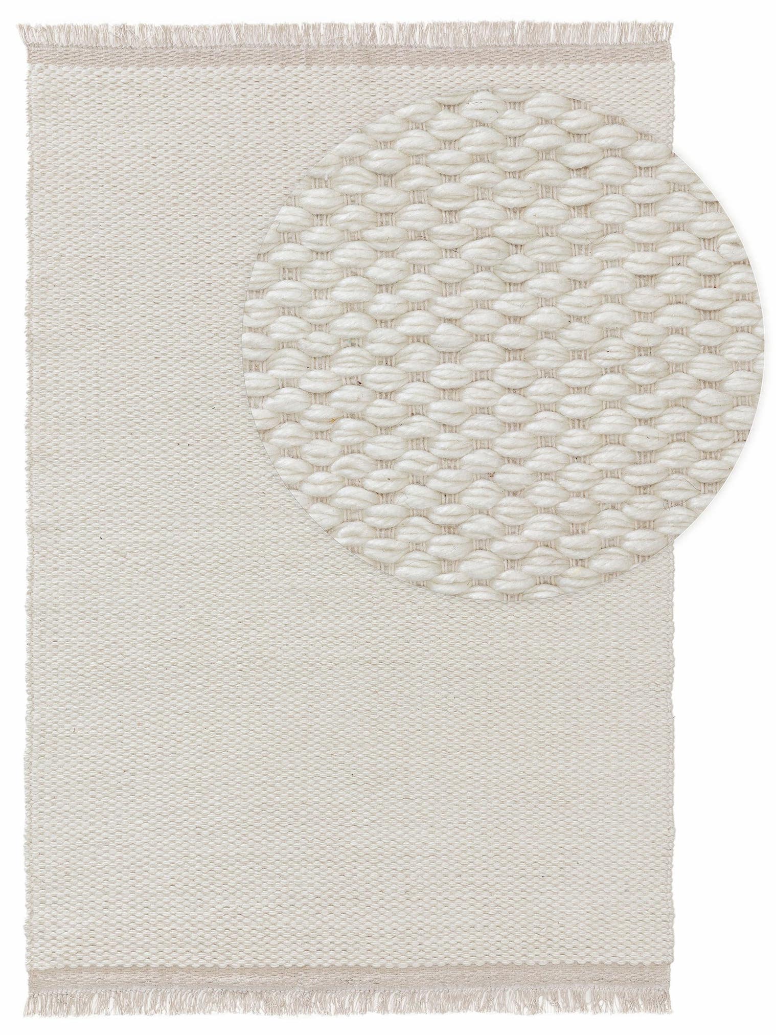 Tapis en 40% Laine, 30% Coton, 30% Viscose en Beige avec une pile de 1- 5 mm de hauteur de benuta Pure