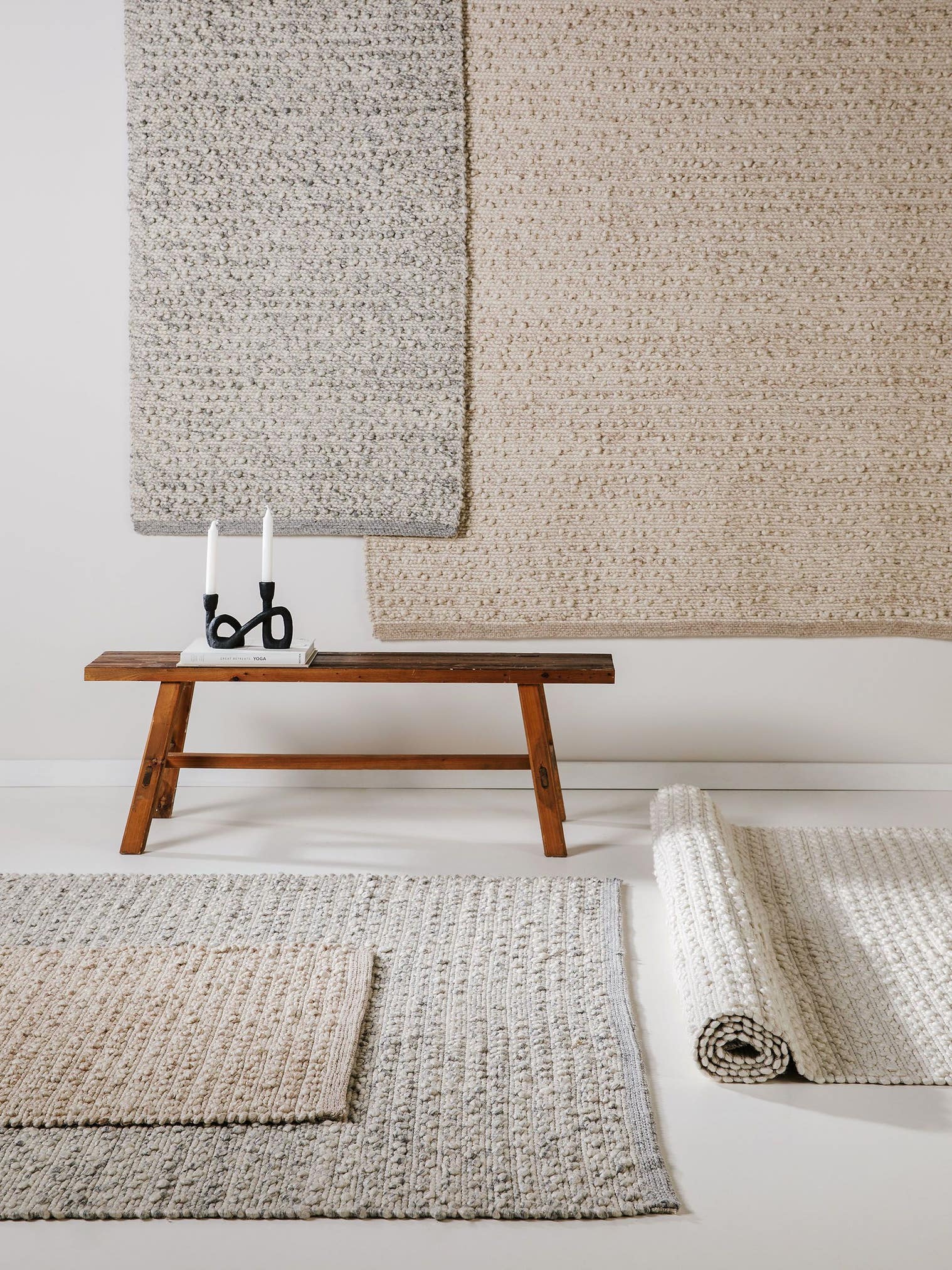 Tappeto di 40% Lana, 30% Cotone, 20% Poliestere, 10% Viscosa in Beige con pelo alto 1- 5 mm da benuta Pure