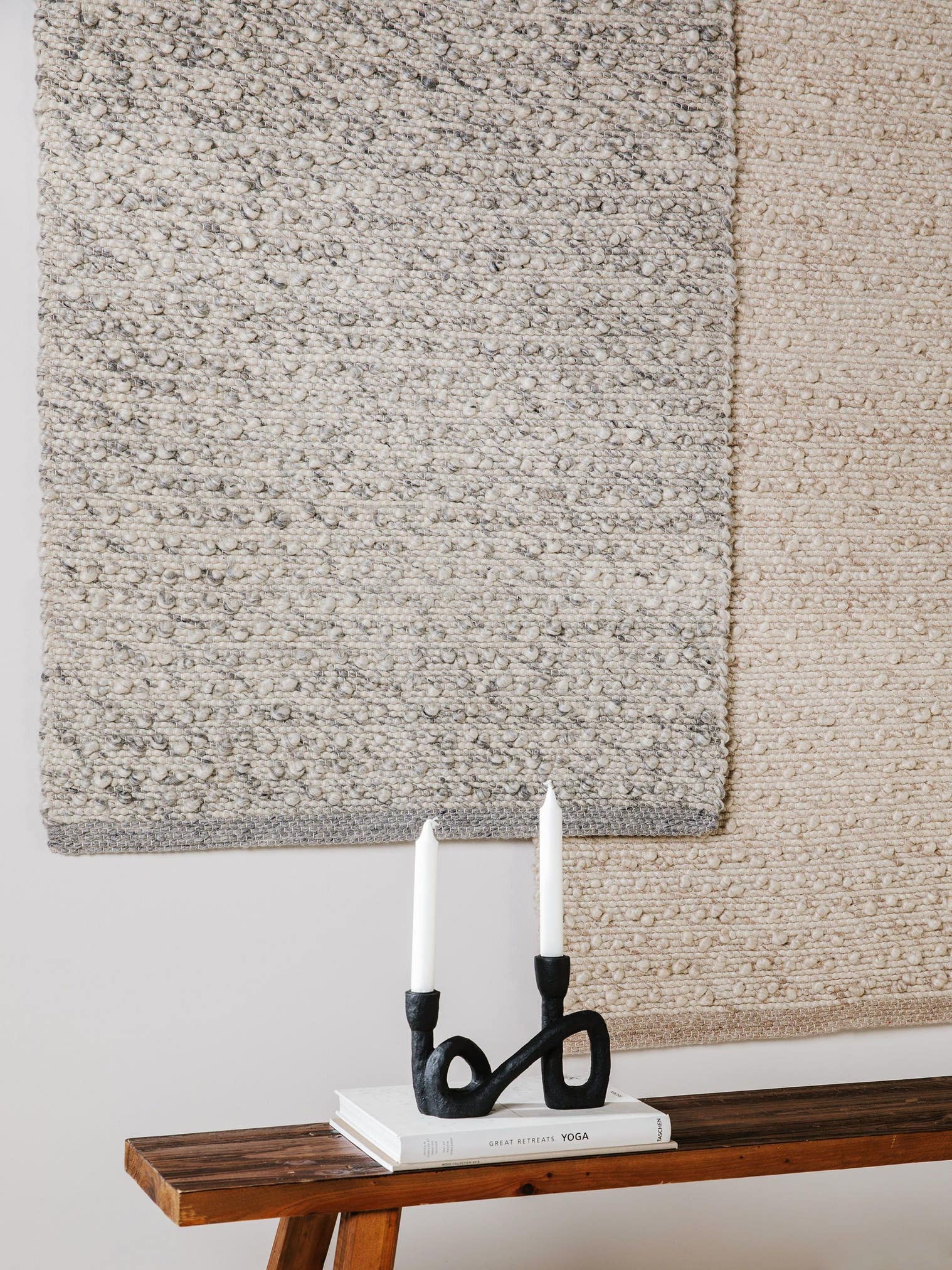 Tappeto di 40% Lana, 30% Cotone, 20% Poliestere, 10% Viscosa in Beige con pelo alto 1- 5 mm da benuta Pure