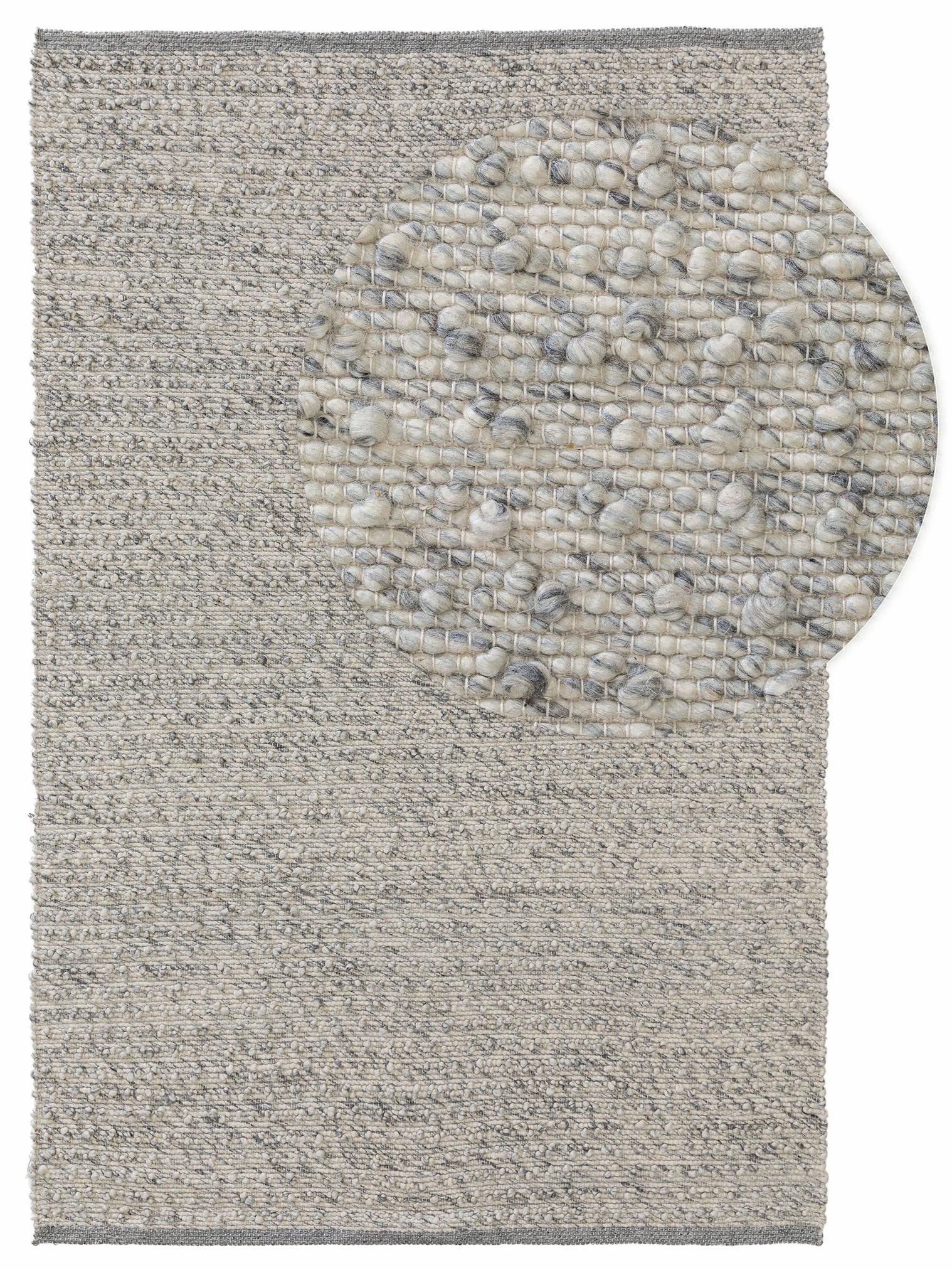 Tapijt van 40% Wol, 30% Katoen, 20% Polyester, 10% Viscose in Grijs met een 1- 5 mm hoge pool van benuta Pure