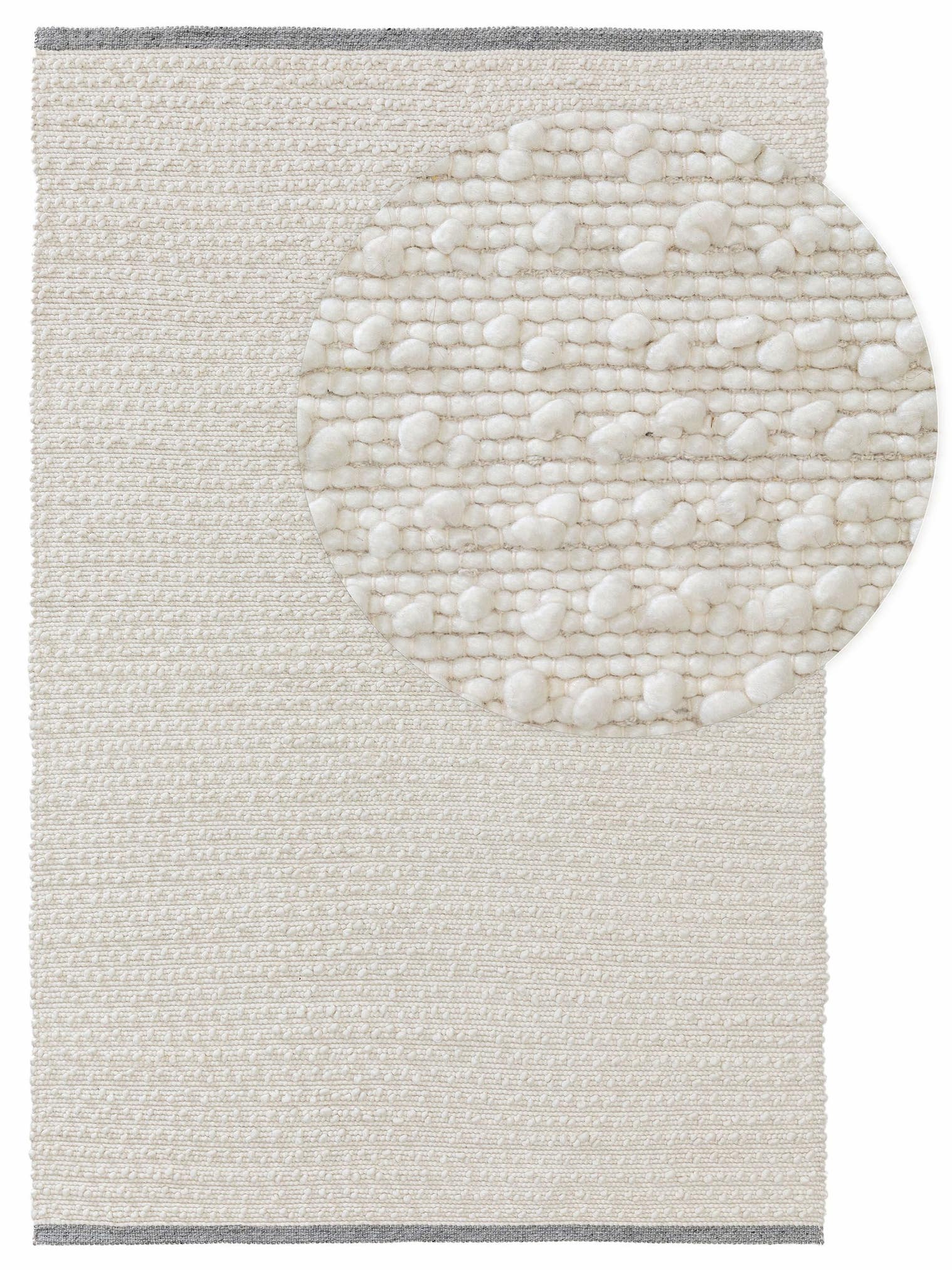 Teppich aus 70% Wolle, 20% Baumwolle, 10% Viskose in Beige mit bis 5 mm hohem Flor von benuta Pure