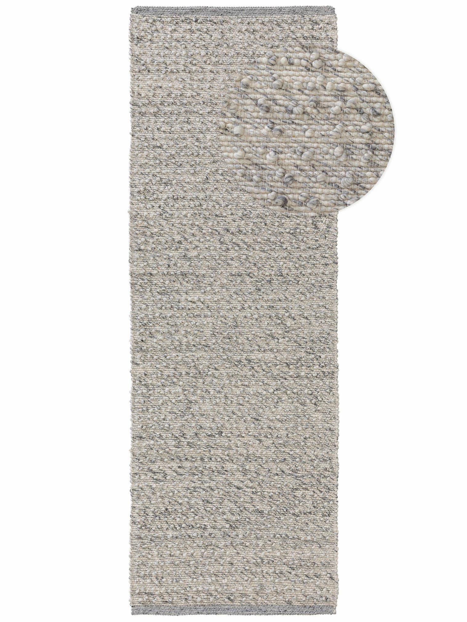 Rug made of 40% Wool, 30% Cotton, 20% Polyester, 10% Viscose in Grey with a 1- 5 mm high pile by benuta Pure