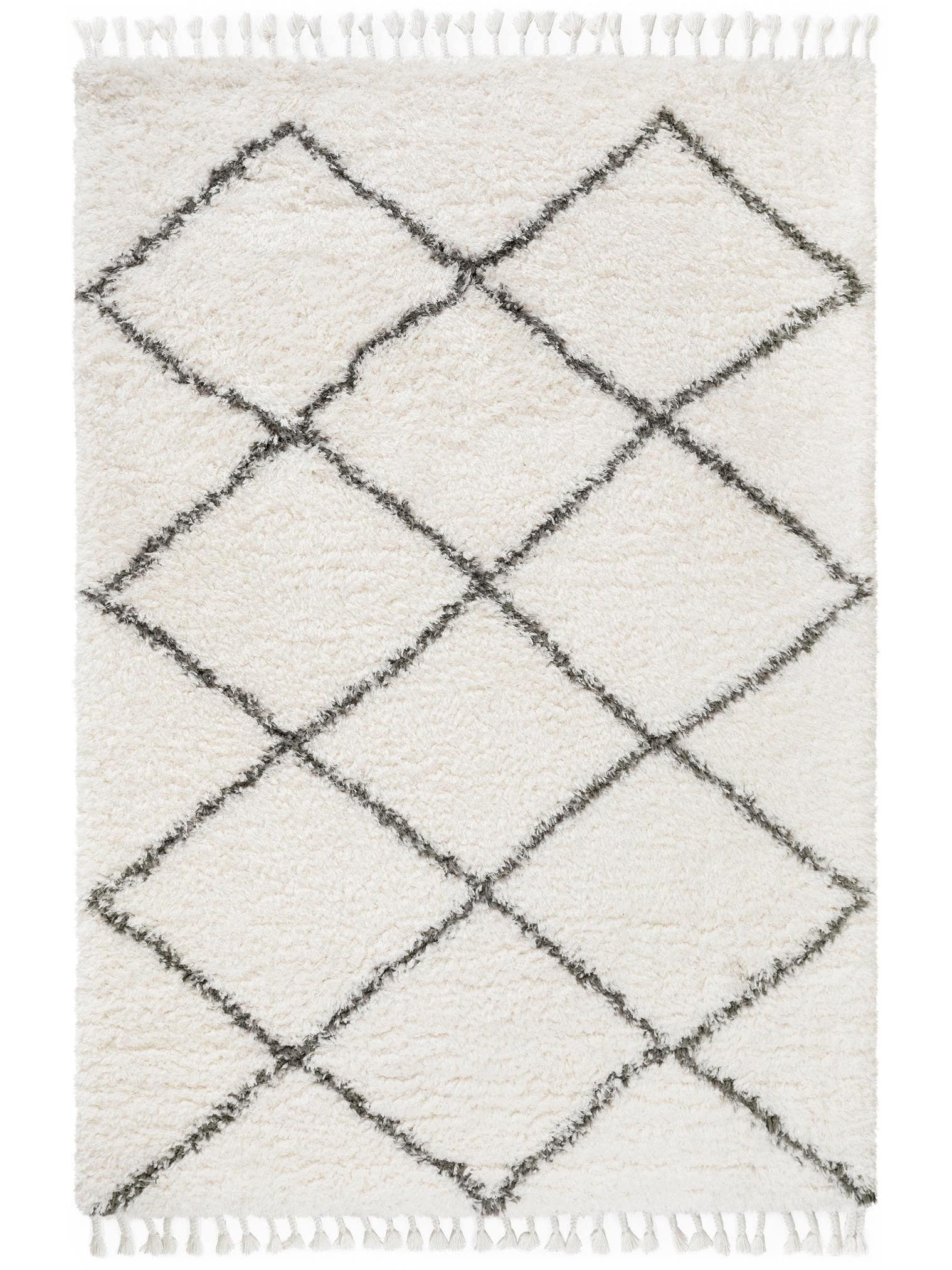 Matta av 100% Polyester i Beige med 41 - 50 mm hög lugg från benuta Pop