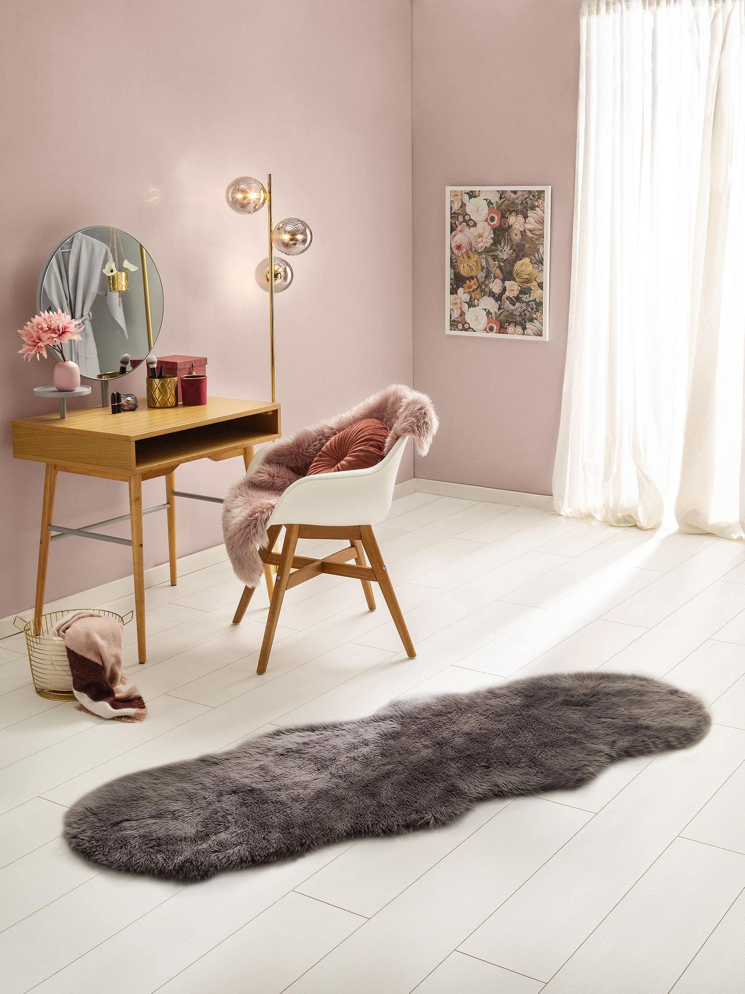 Teppich aus 50% Polyacryl, 50% Polyester in Grijs mit 41 - 50 mm hohem Flor von benuta
