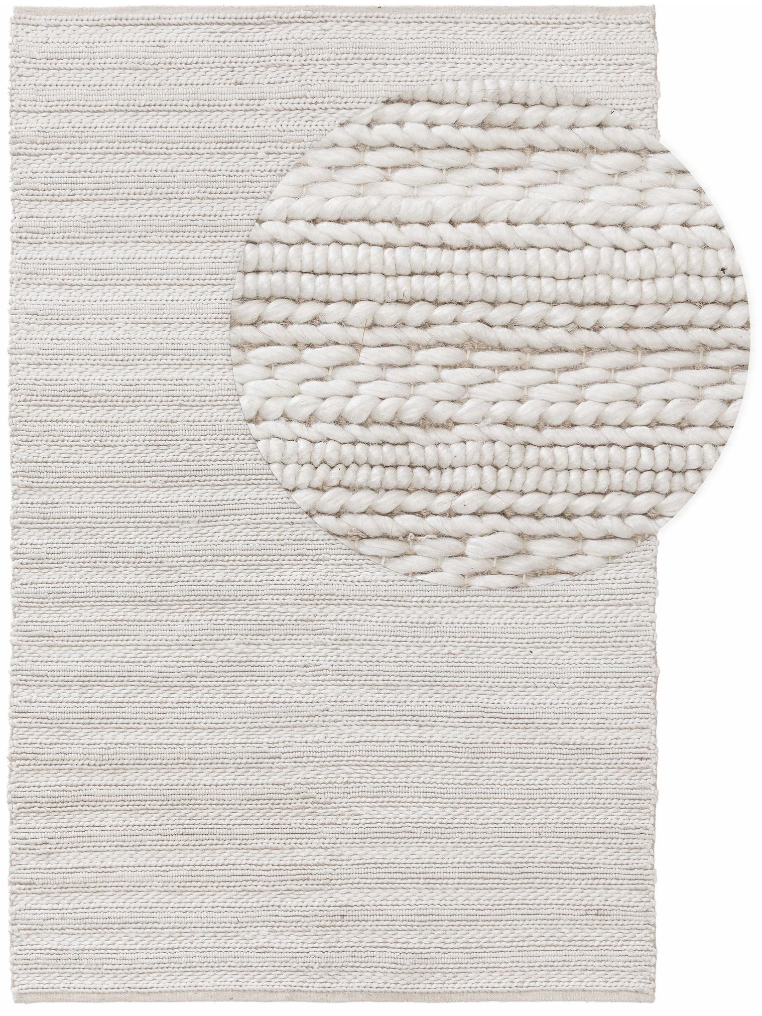 Alfombra de 70% Lana, 30% Poliéster en Beige con un pelo de {{Placeholder_Pile Height}} de altura de benuta Pure