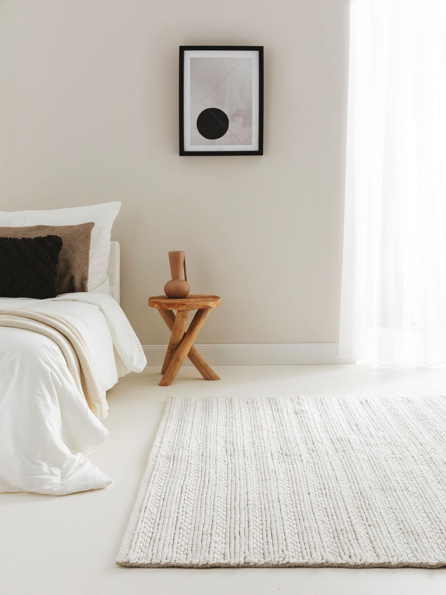 Alfombra de 70% Lana, 30% Poliéster en Beige con un pelo de {{Placeholder_Pile Height}} de altura de benuta Pure