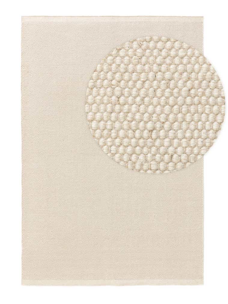 Rug made of 80% wool, 20% cotton in White with a 1- 5 mm high pile by benuta Pure