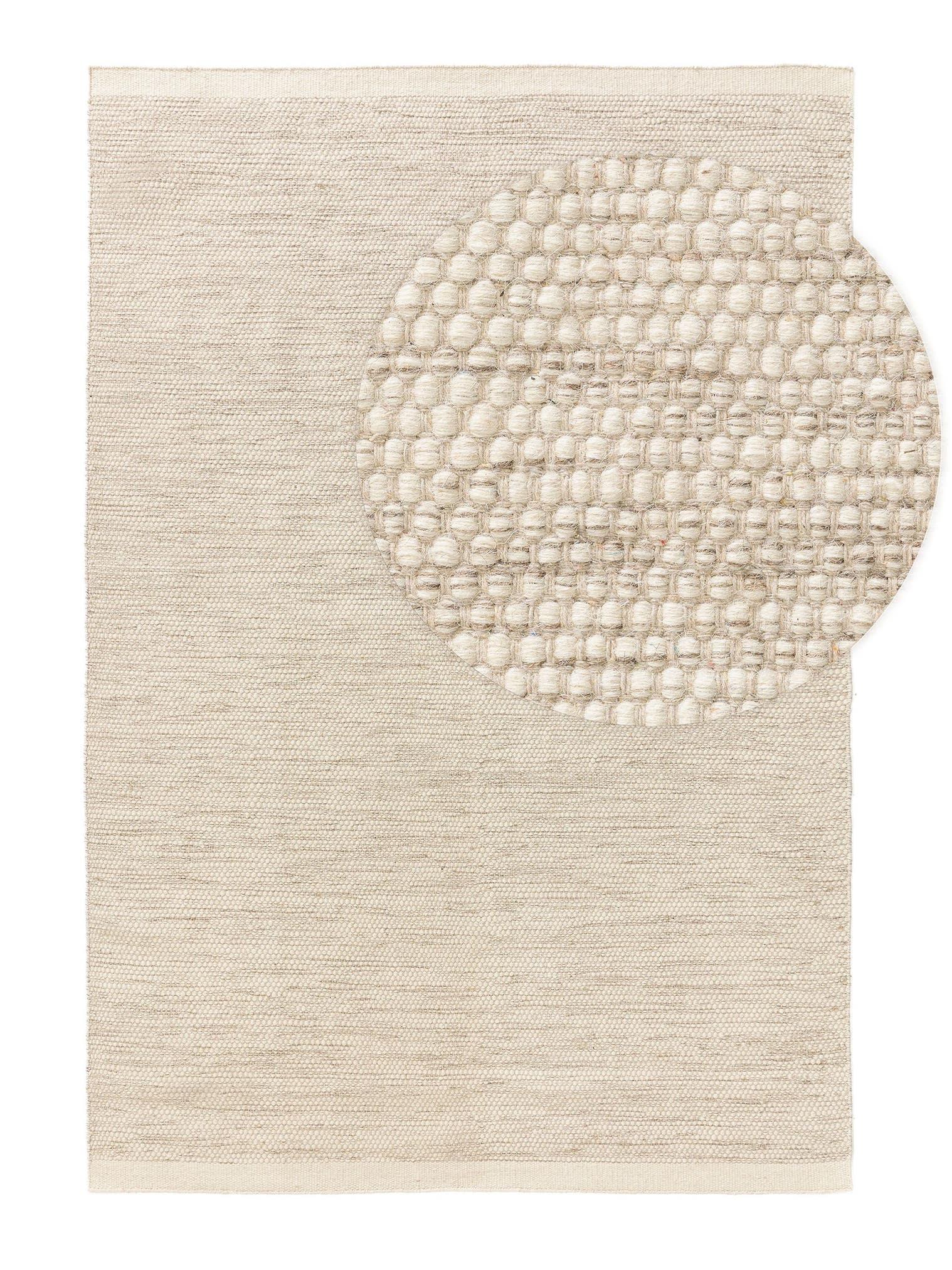 Tapis en 80% laine, 20% coton en Beige avec une pile de 1- 5 mm de hauteur de benuta Pure