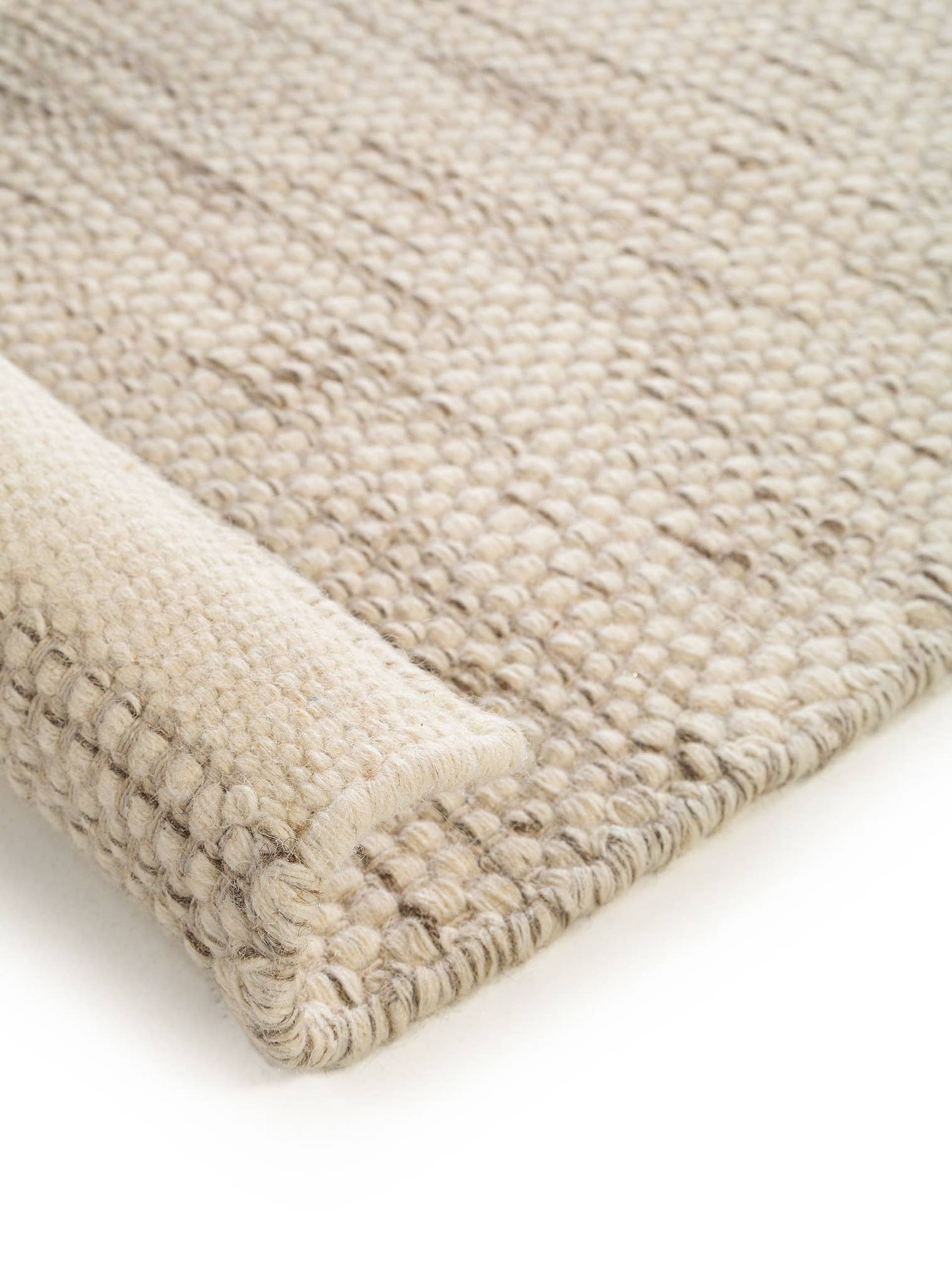 Tapis en 80% laine, 20% coton en Beige avec une pile de 1- 5 mm de hauteur de benuta Pure
