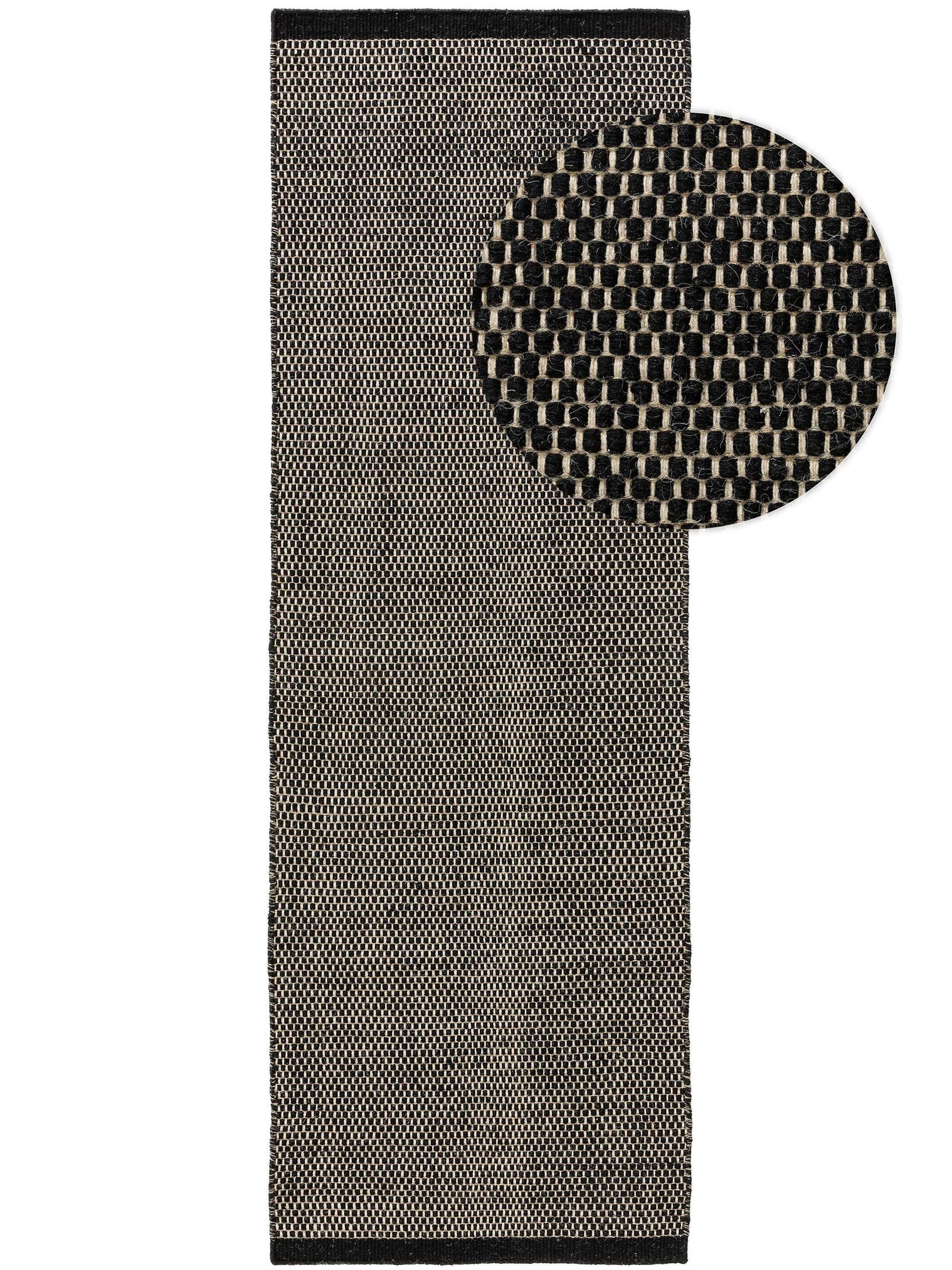 Rug made of 80% wool, 20% cotton in Black/White with a 1- 5 mm high pile by benuta Pure