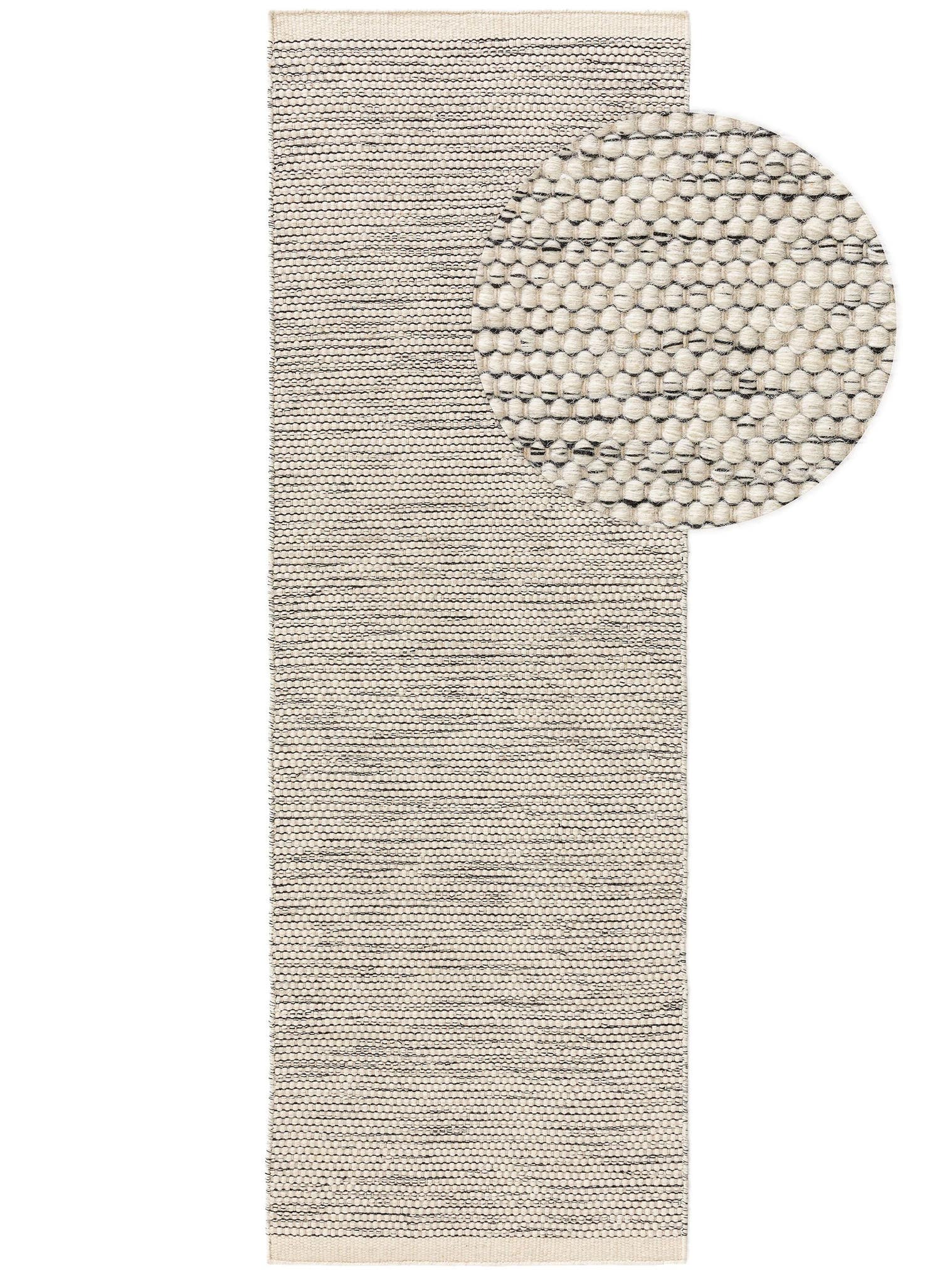 Teppich aus 80% Wolle, 20% Baumwolle in Beige mit bis 5 mm hohem Flor von benuta Pure