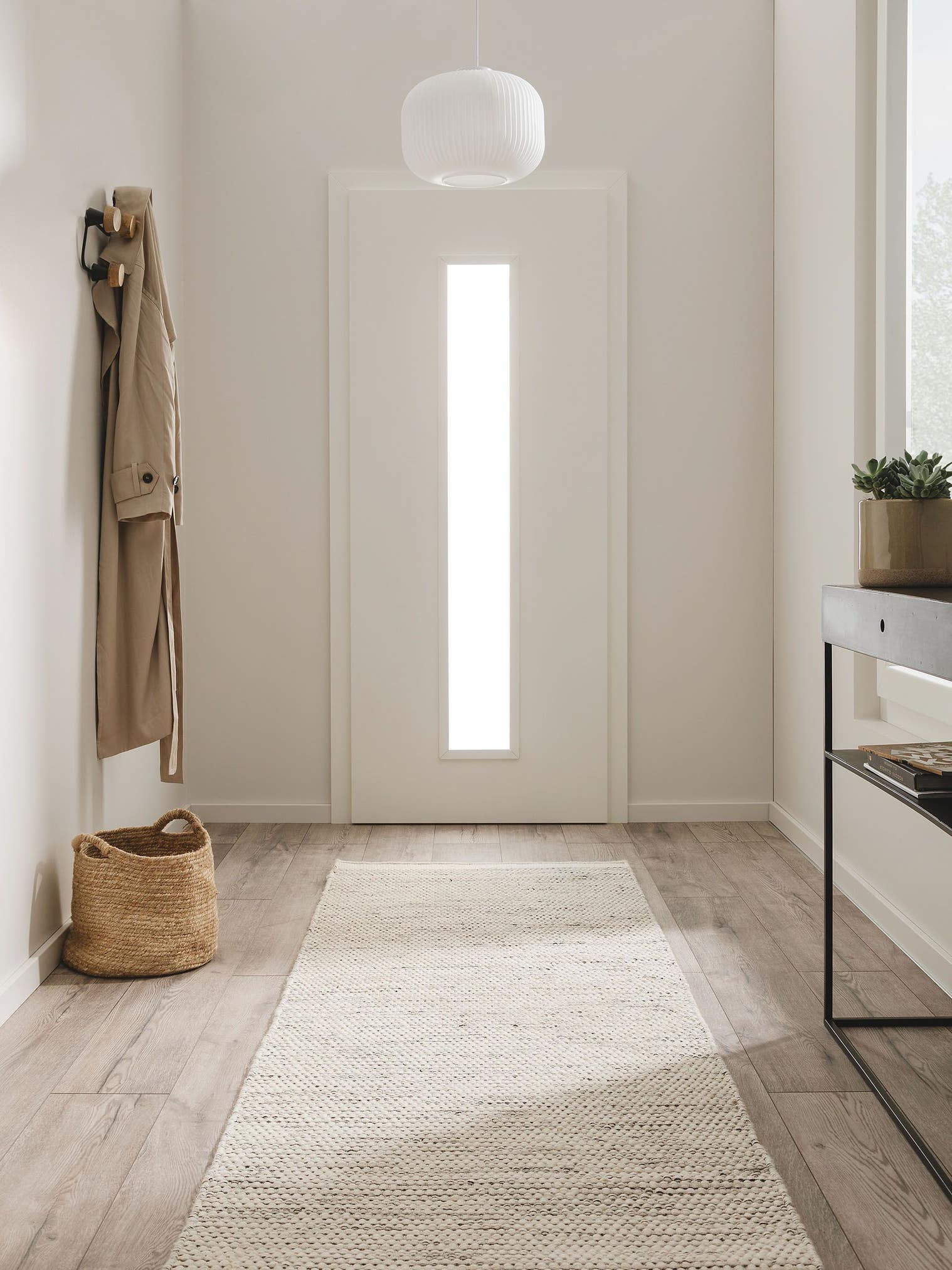 Teppich aus 80% Wolle, 20% Baumwolle in Beige mit bis 5 mm hohem Flor von benuta Pure
