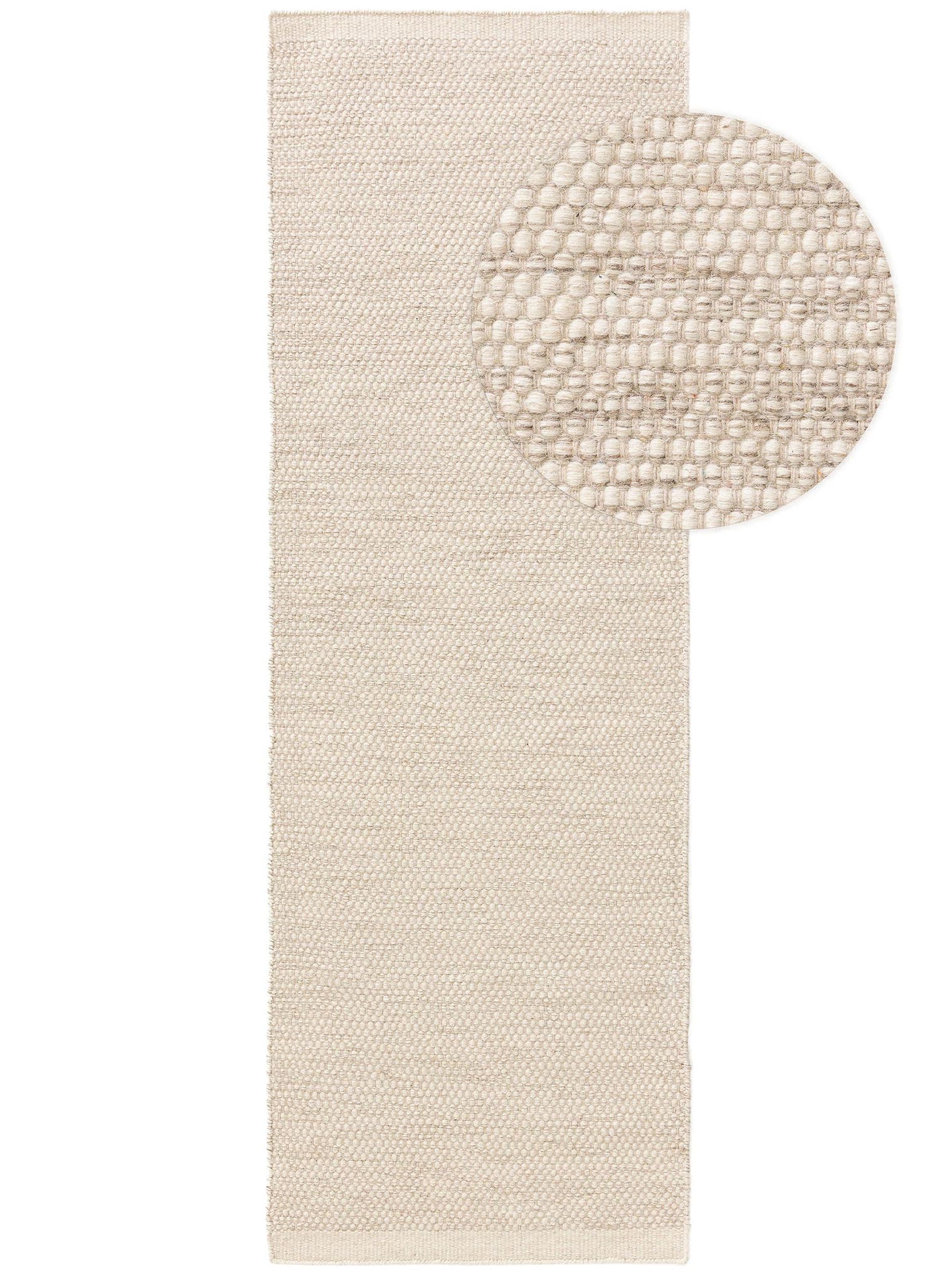 Teppich aus 80% Wolle, 20% Baumwolle in Beige mit bis 5 mm hohem Flor von benuta Pure