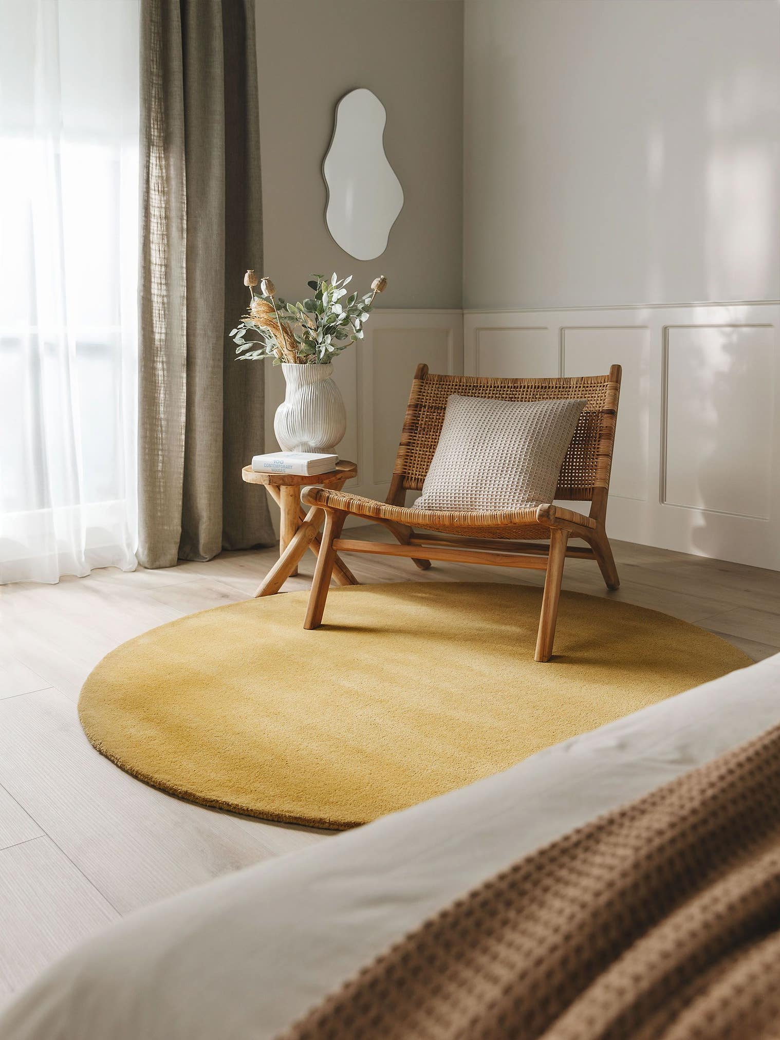 Alfombra de 100% Lana en Amarillo con un pelo de {{Placeholder_Pile Height}} de altura de benuta Nest