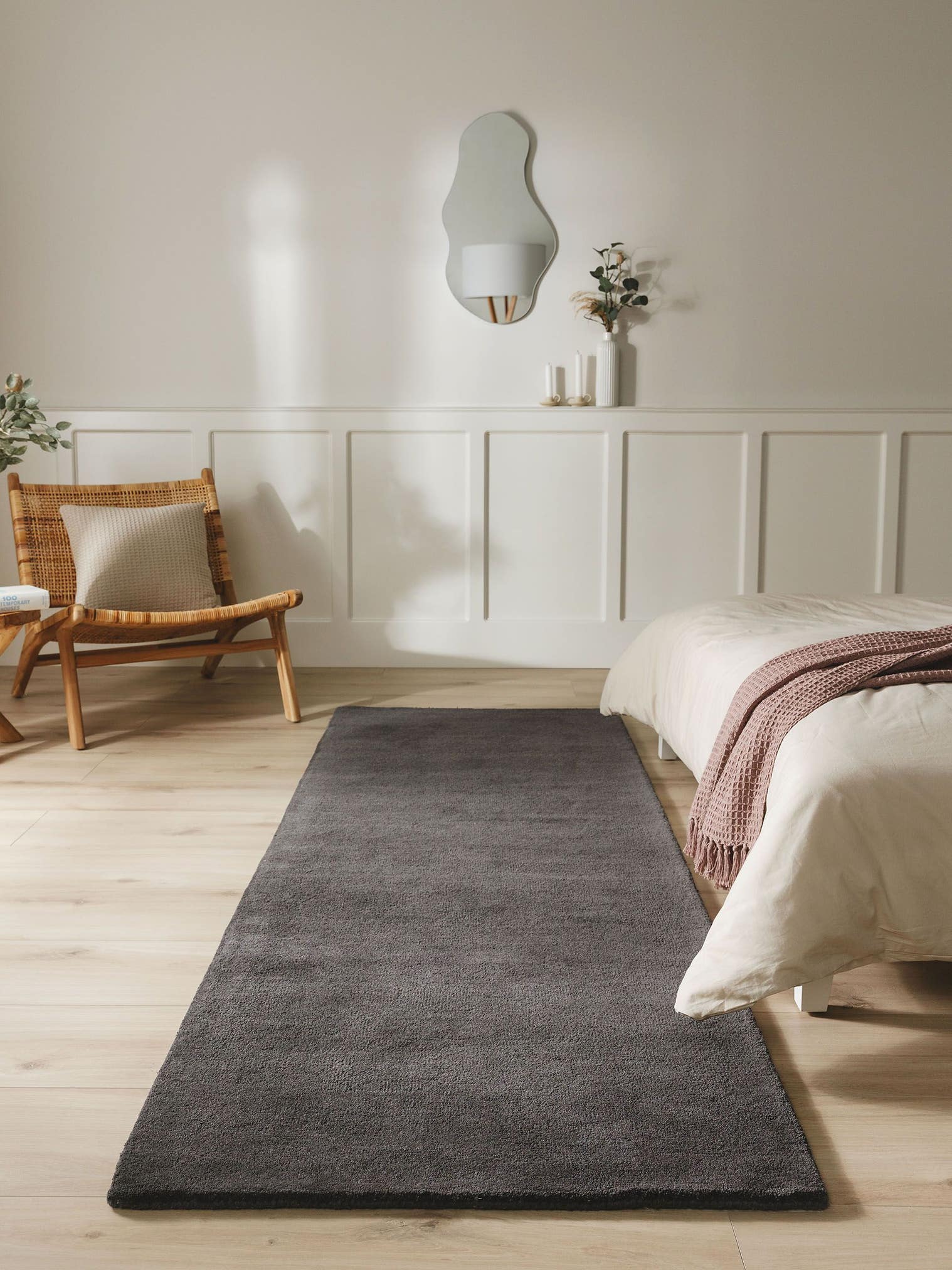 Rug made of 100% Wool in Grey with a 6 - 10 mm high pile by benuta Nest