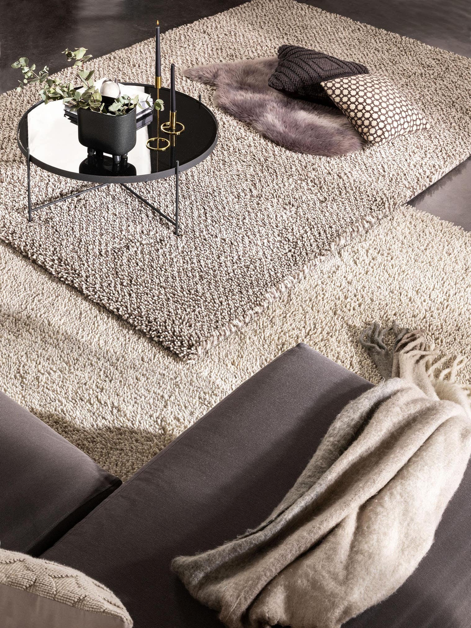 Tappeto di 100% Lana in Grigio con pelo alto 41 - 50 mm da benuta