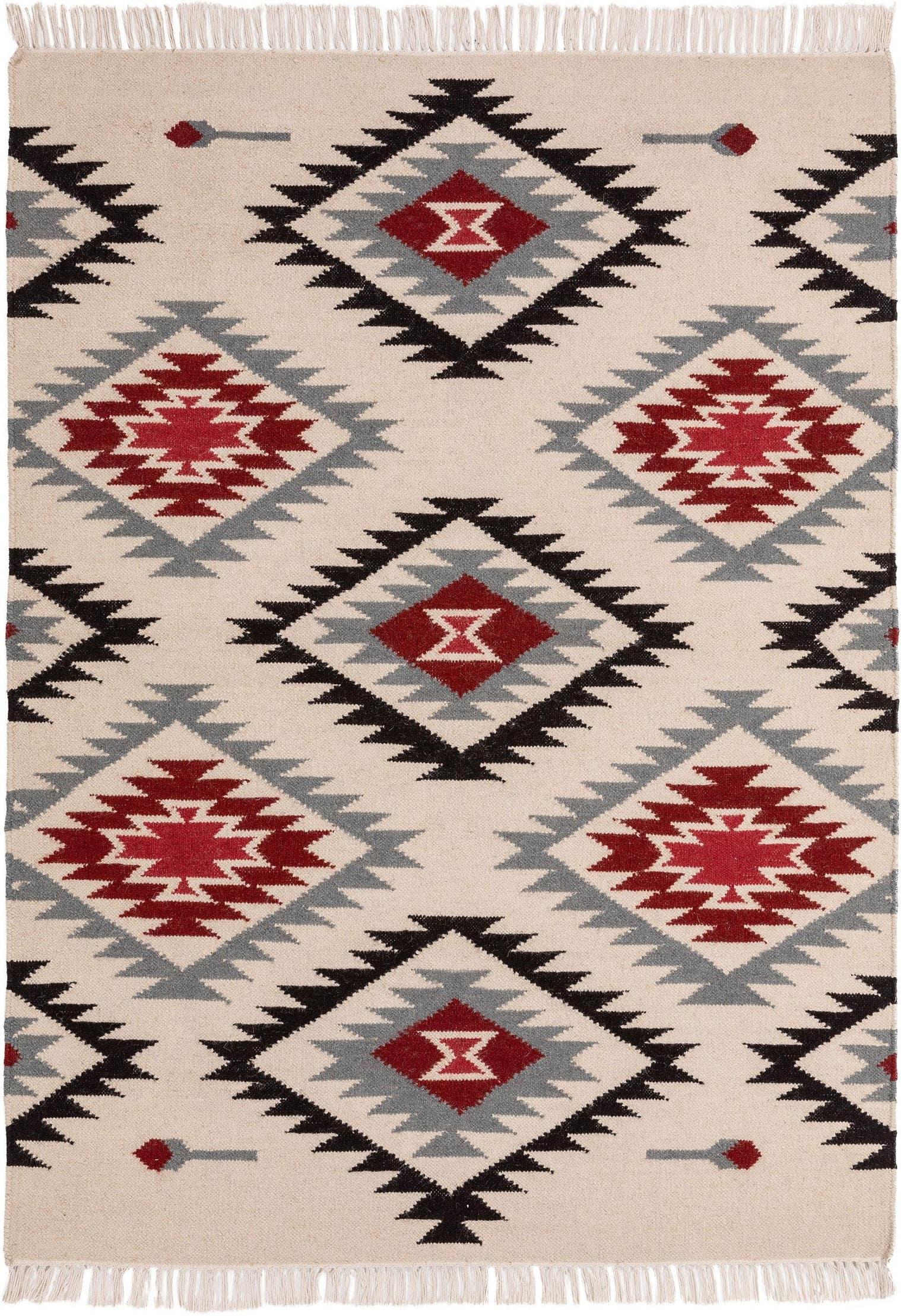 Teppich aus 90% Wolle, 10% Baumwolle in Beige mit bis 5 mm hohem Flor von benuta Pure