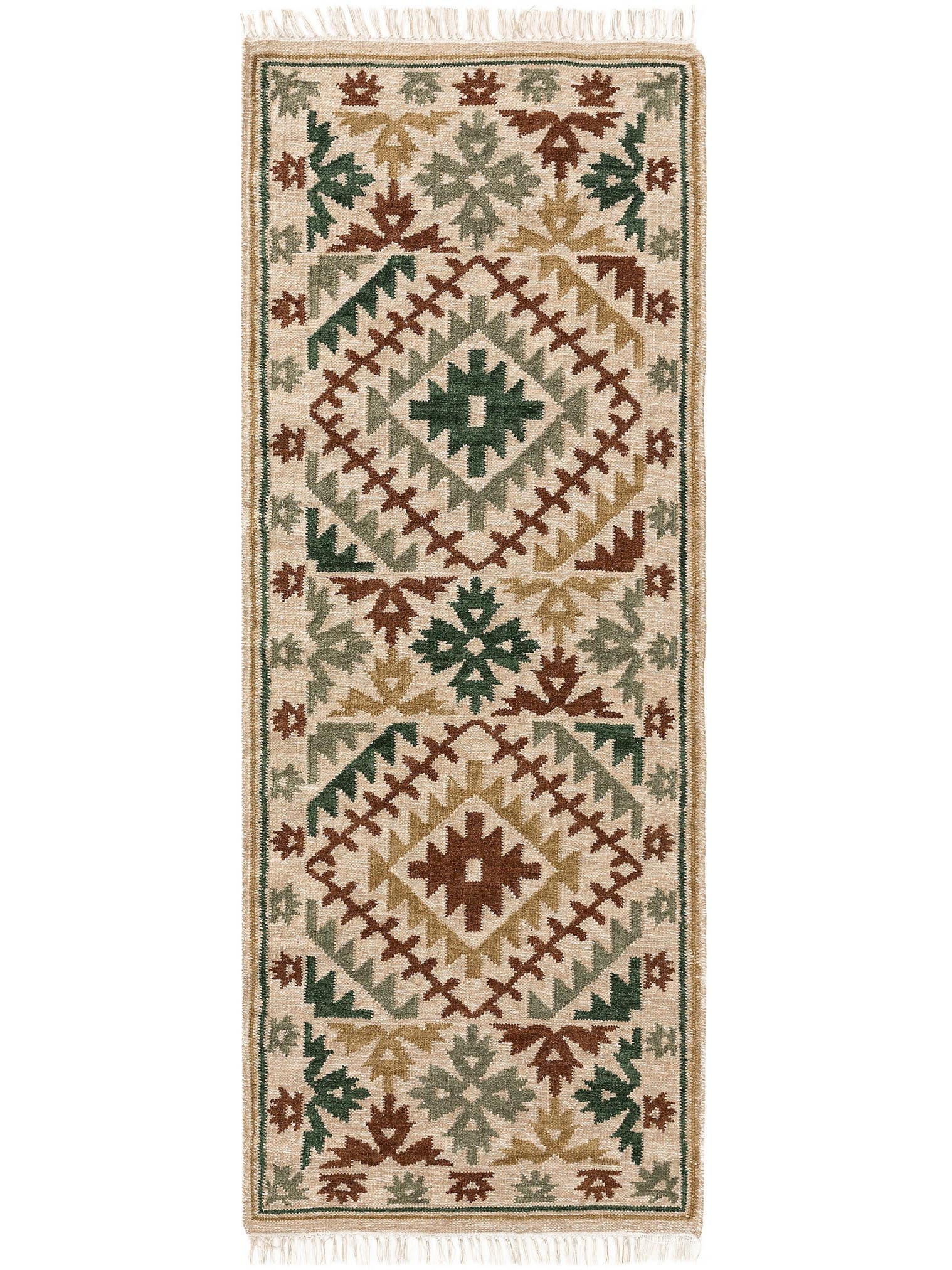 Teppich aus 90% Wolle, 10% Baumwolle in Grün mit bis 5 mm hohem Flor von benuta Pure