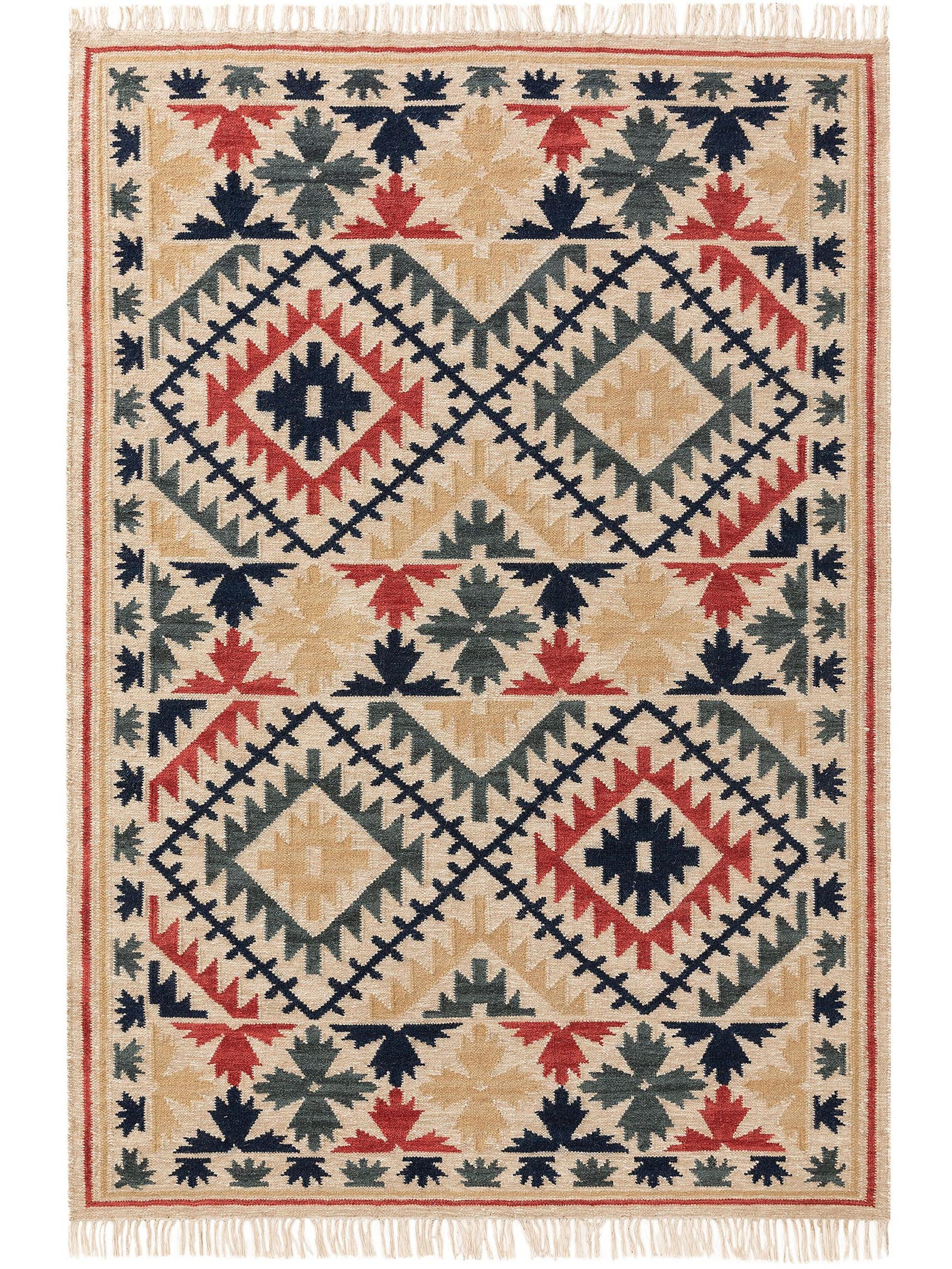 Teppich aus 90% Wolle, 10% Baumwolle in Multicolor mit bis 5 mm hohem Flor von benuta Pure
