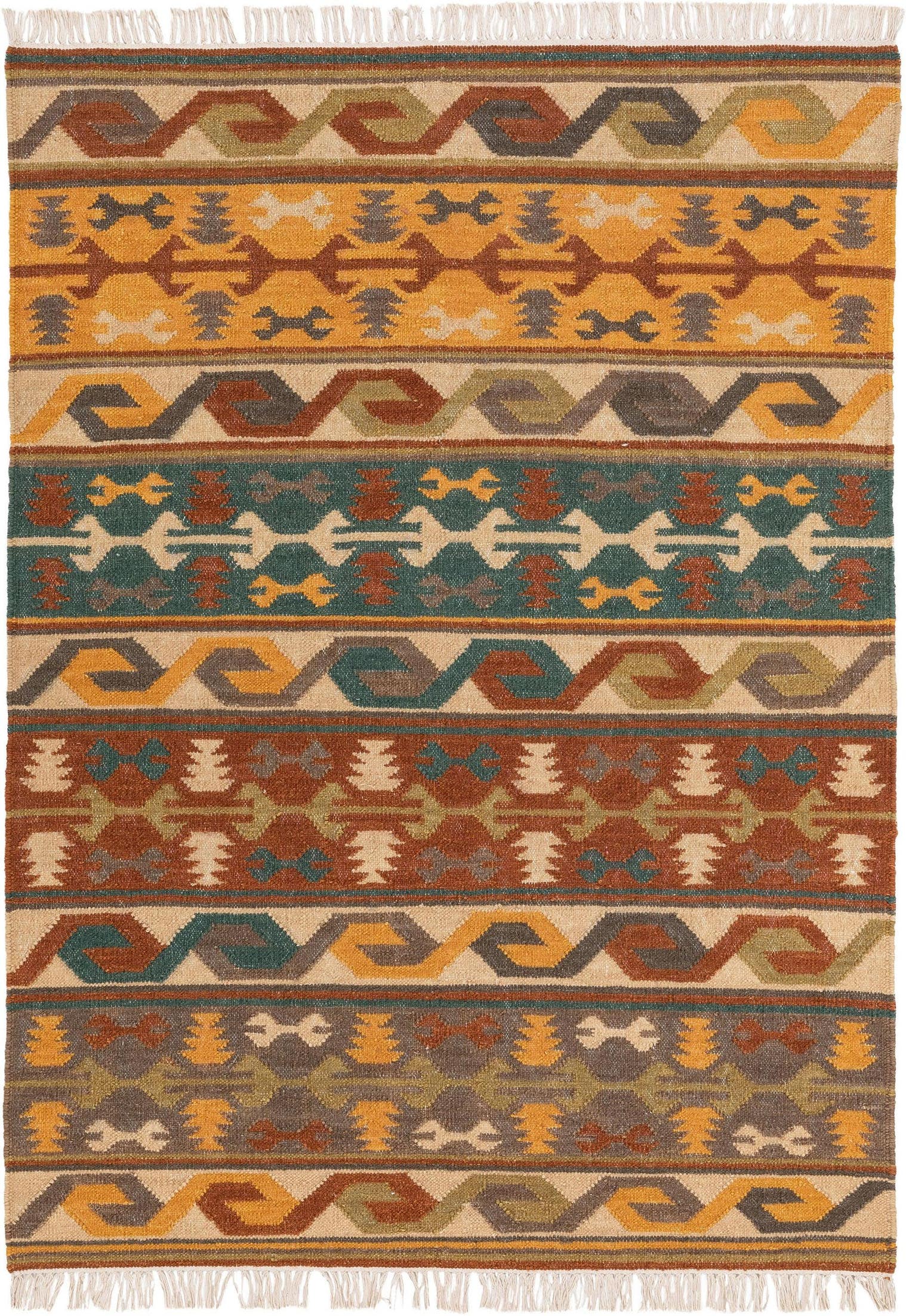 Teppich aus 90% Wolle, 10% Baumwolle in Multicolor mit bis 5 mm hohem Flor von benuta Pure