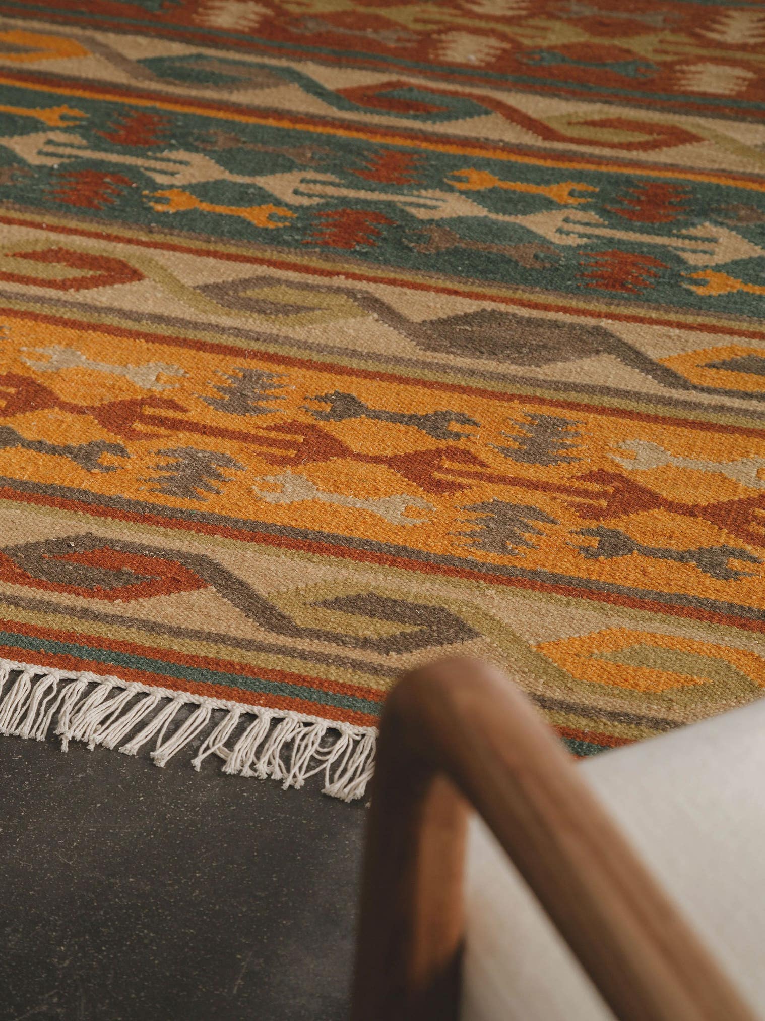 Teppich aus 90% Wolle, 10% Baumwolle in Multicolor mit bis 5 mm hohem Flor von benuta Pure