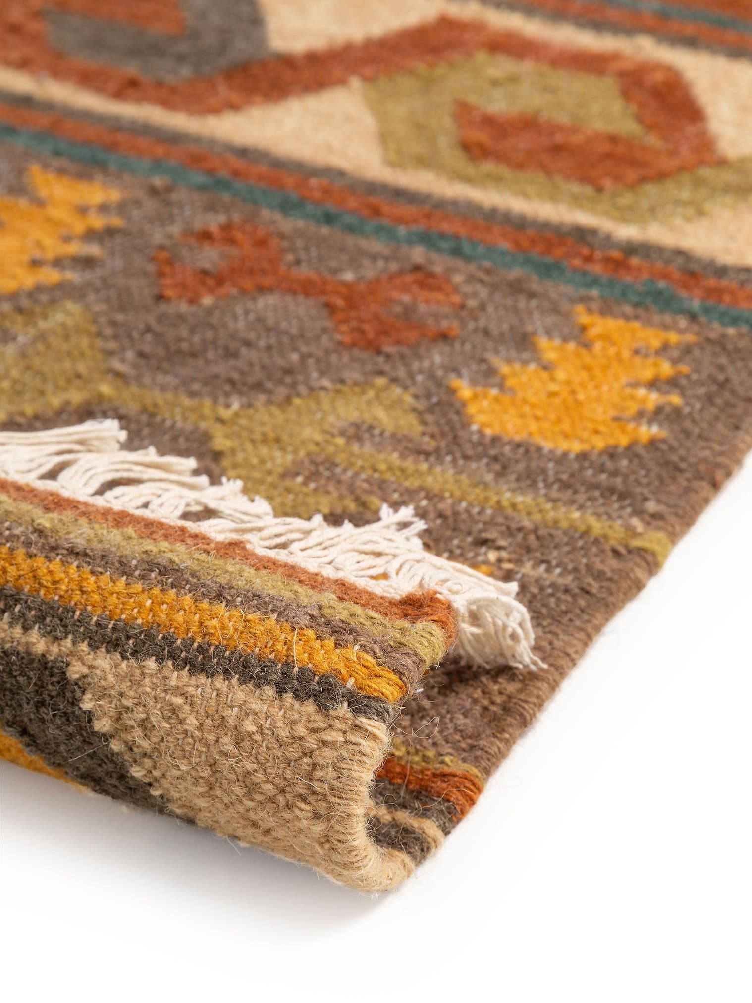 Teppich aus 90% Wolle, 10% Baumwolle in Multicolor mit bis 5 mm hohem Flor von benuta Pure
