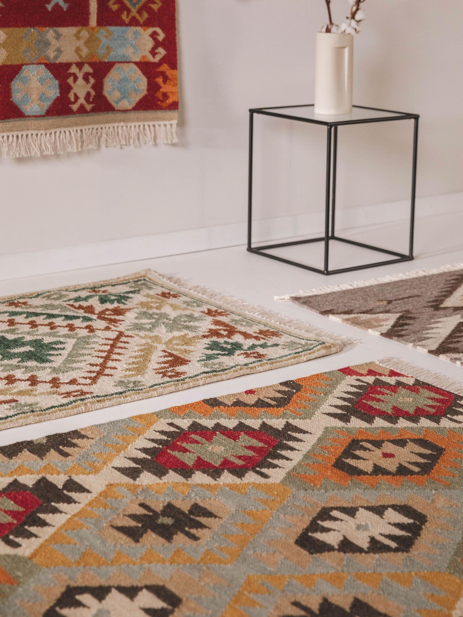 Teppich aus 90% Wolle, 10% Baumwolle in Multicolor mit bis 5 mm hohem Flor von benuta Pure