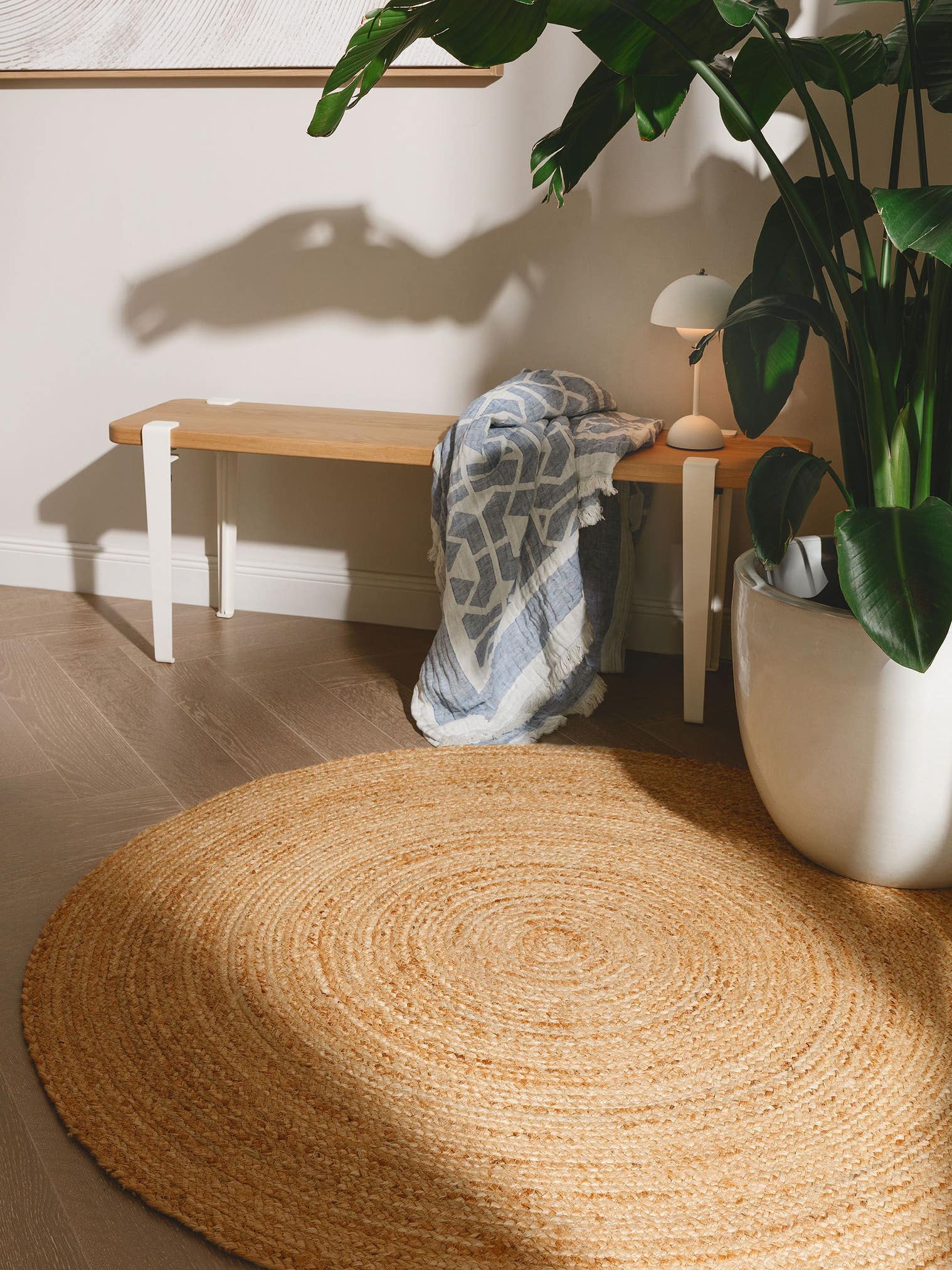 Rug made of 100% Jute in Brown with a 1- 5 mm high pile by benuta Pure