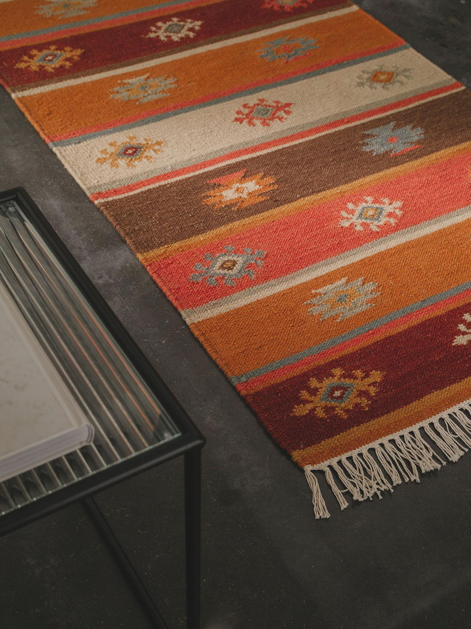 Teppich aus 90% Wolle, 10% Baumwolle in Multicolor mit bis 5 mm hohem Flor von benuta Pure