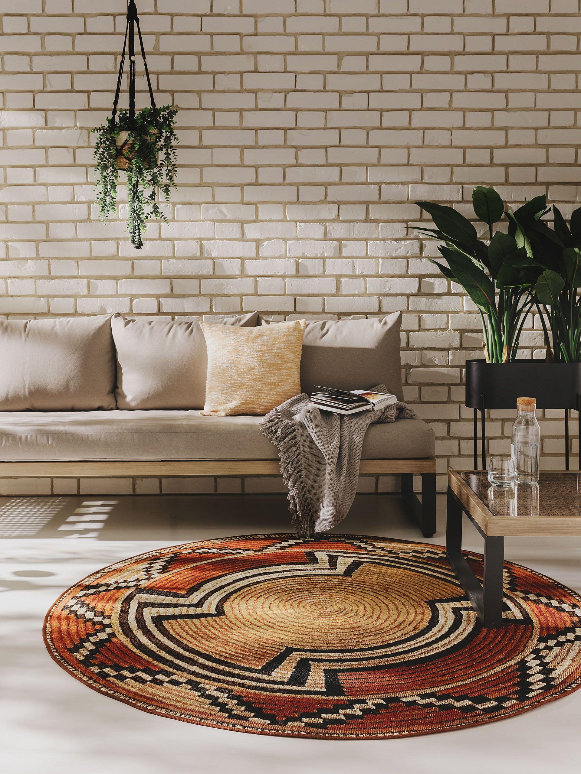 Rug made of 76% Polypropylene, 23% Polyester, 1% Latex in Beige with a 1- 5 mm high pile by benuta Nest