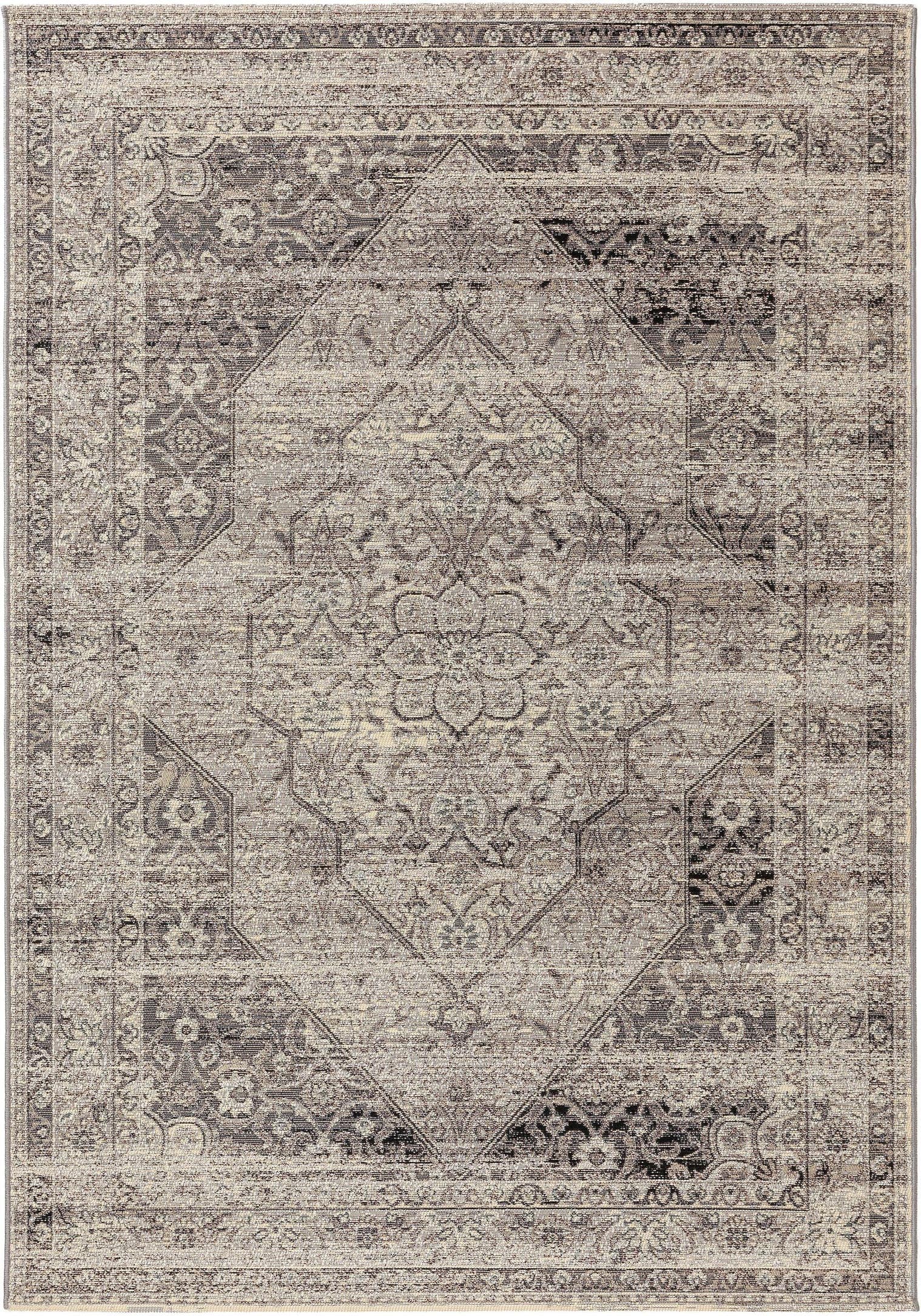 Rug made of 76% Polypropylene, 23% Polyester, 1% Latex in Grey with a 1- 5 mm high pile by benuta Nest