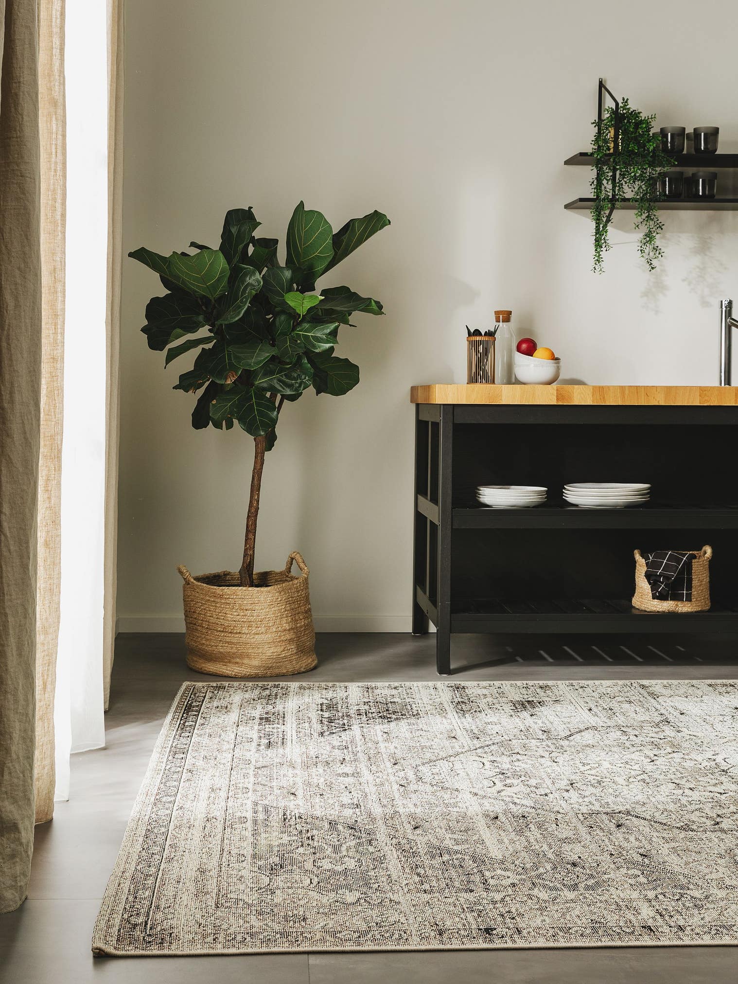 Rug made of 76% Polypropylene, 23% Polyester, 1% Latex in Grey with a 1- 5 mm high pile by benuta Nest