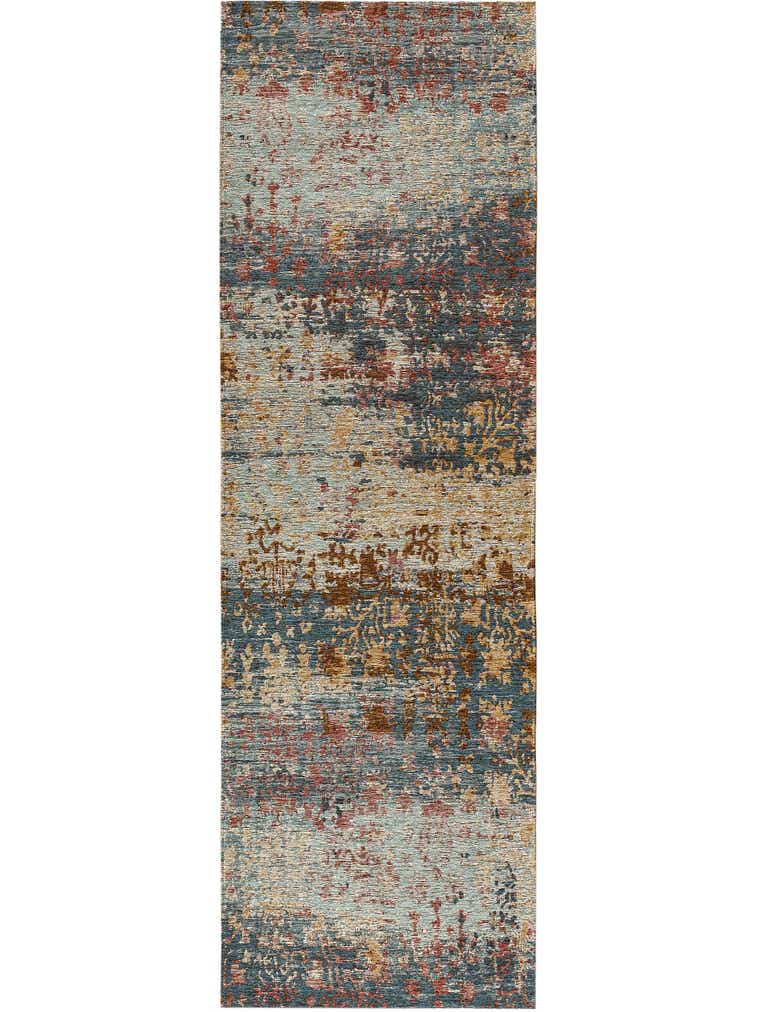 Rug made of 50% Cotton, 49% Polyester, 1% Latex in Blue with a 1- 5 mm high pile by benuta Nest