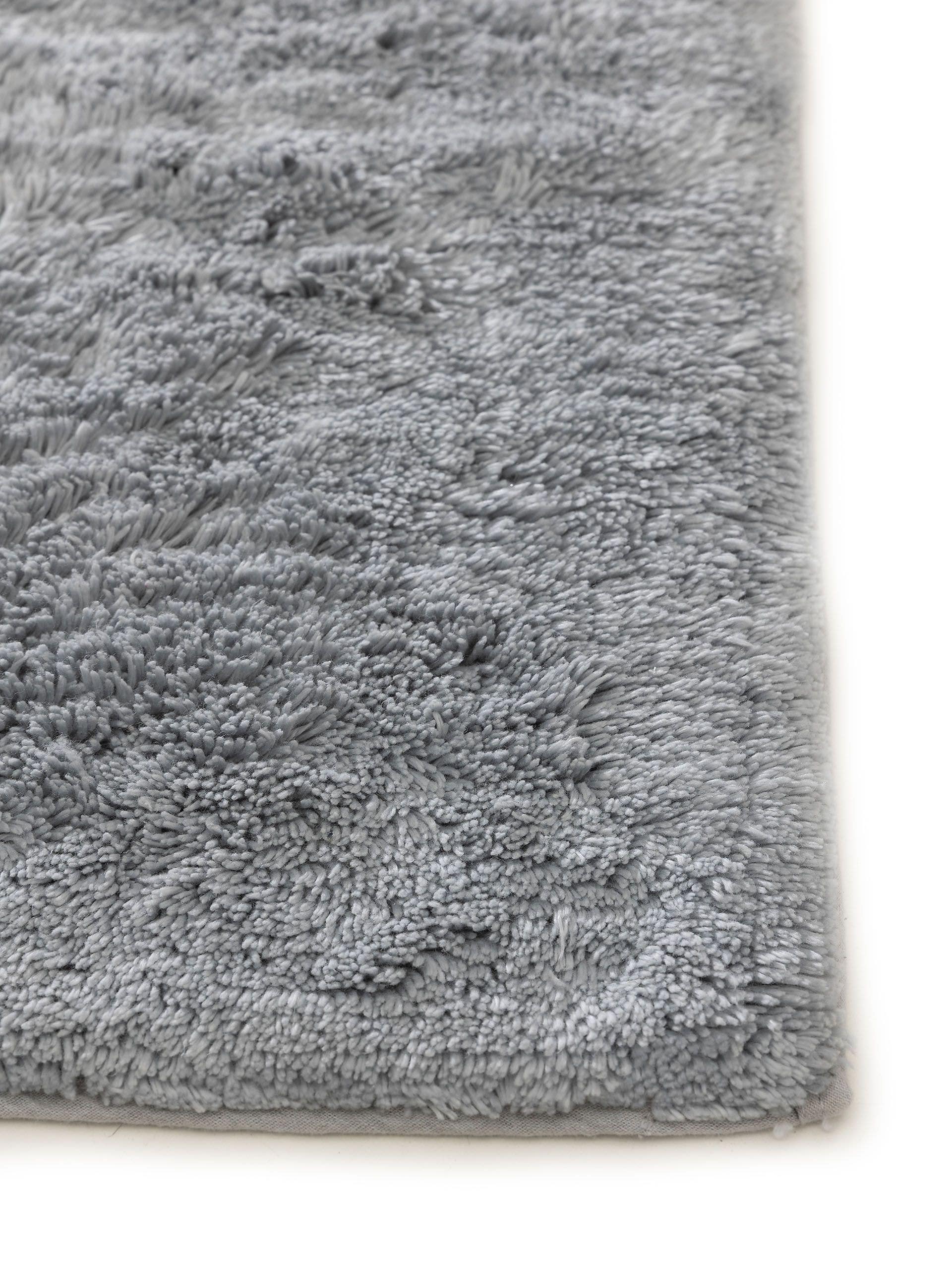 Matta av 50% Viskos (Bambu Silk), 50% Bomull i Blå med 11 - 20 mm hög lugg från benuta Nest