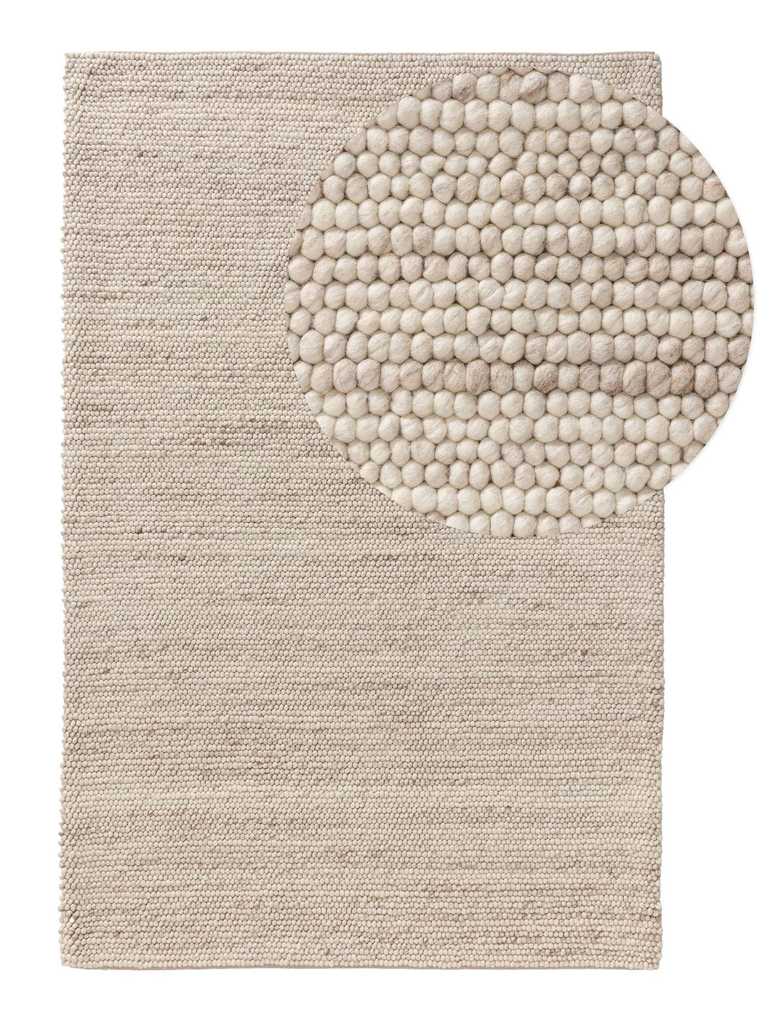 Teppich aus 70% Wolle, 30% Polyester in Beige mit 11 bis 20 mm hohem Flor von benuta Pure