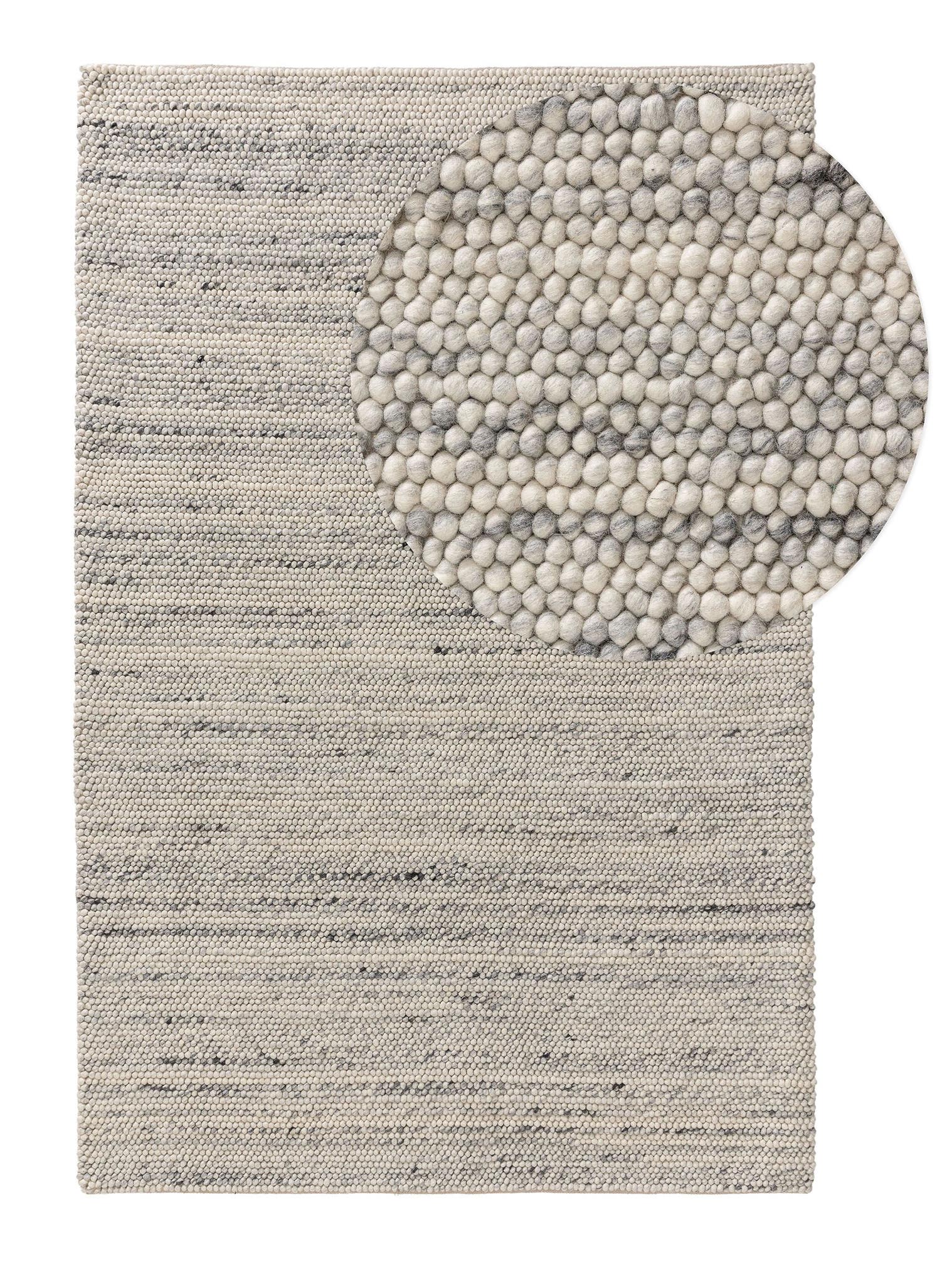 Matta av 70% Ull, 30% Polyester i Grå med 11 - 20 mm hög lugg från benuta Pure