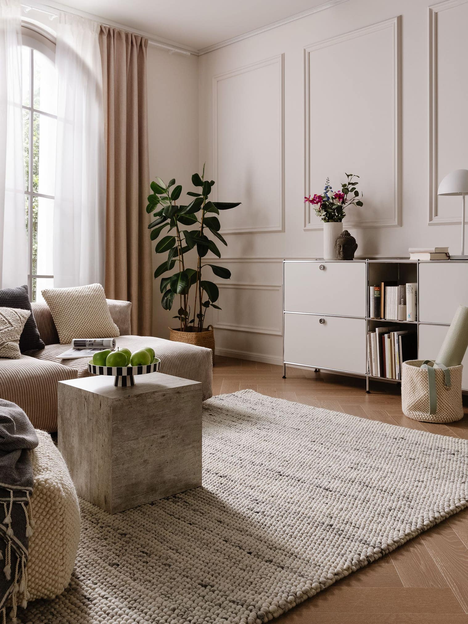 Matta av 70% Ull, 30% Polyester i Grå med 11 - 20 mm hög lugg från benuta Pure