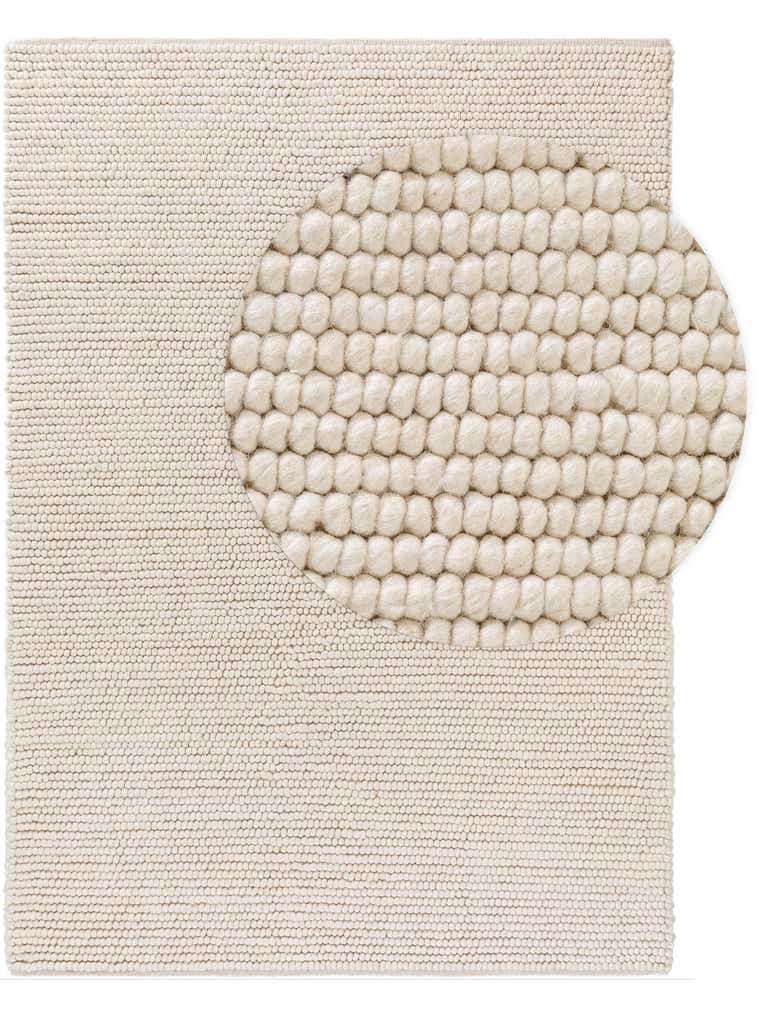 Rug made of 70% Wool, 30% Polyester in Beige with a 11 - 20 mm high pile by benuta Pure