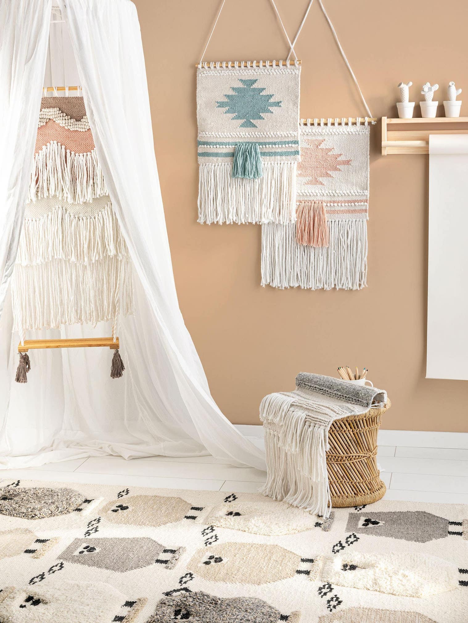 Wanddeko Samira Multicolor im Design Abstrakt aus 60% Polyester, 40% Wolle von Lytte