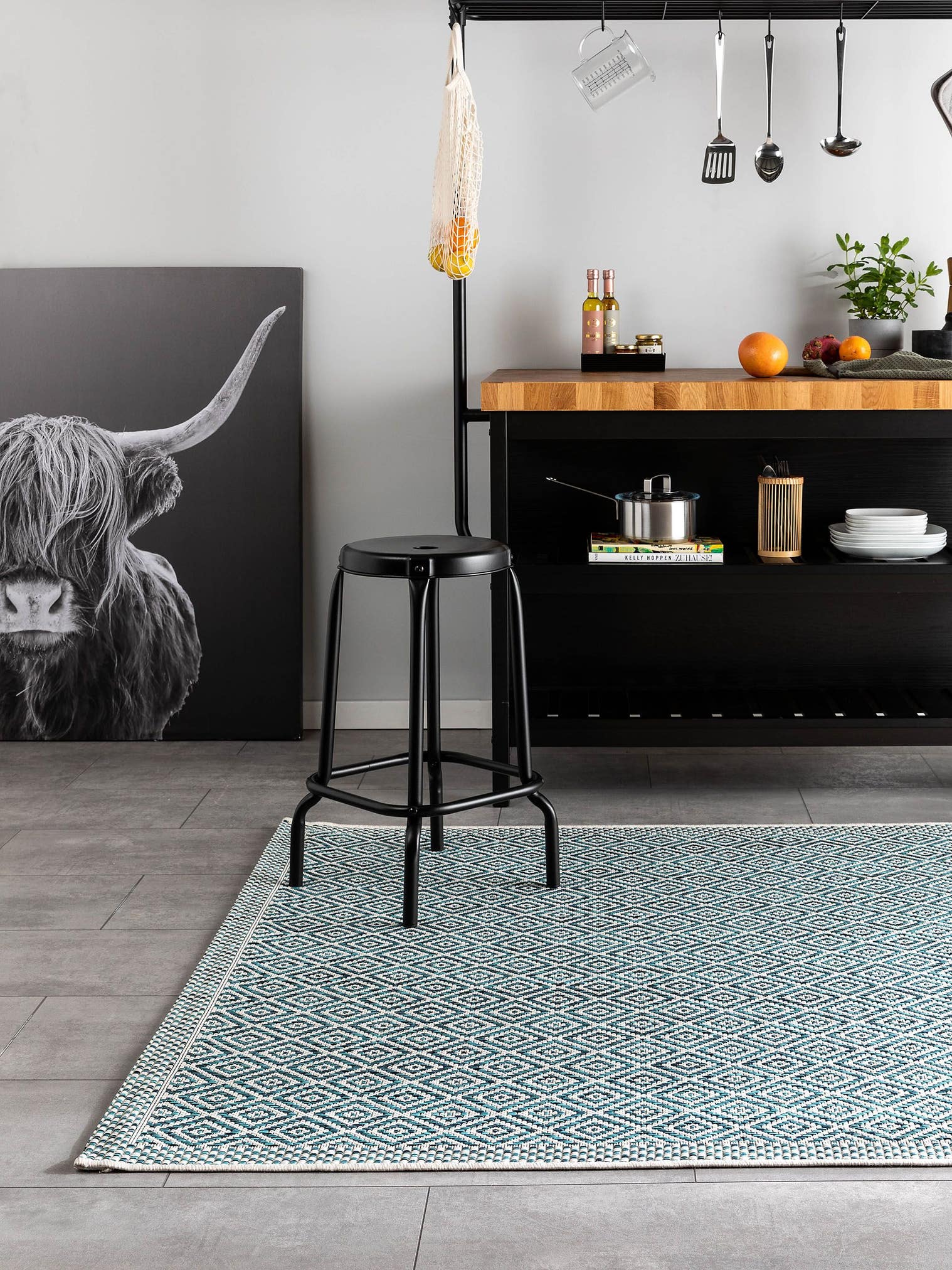 Teppich aus 100% Polypropylen in Blau mit bis 5 mm hohem Flor von benuta Nest