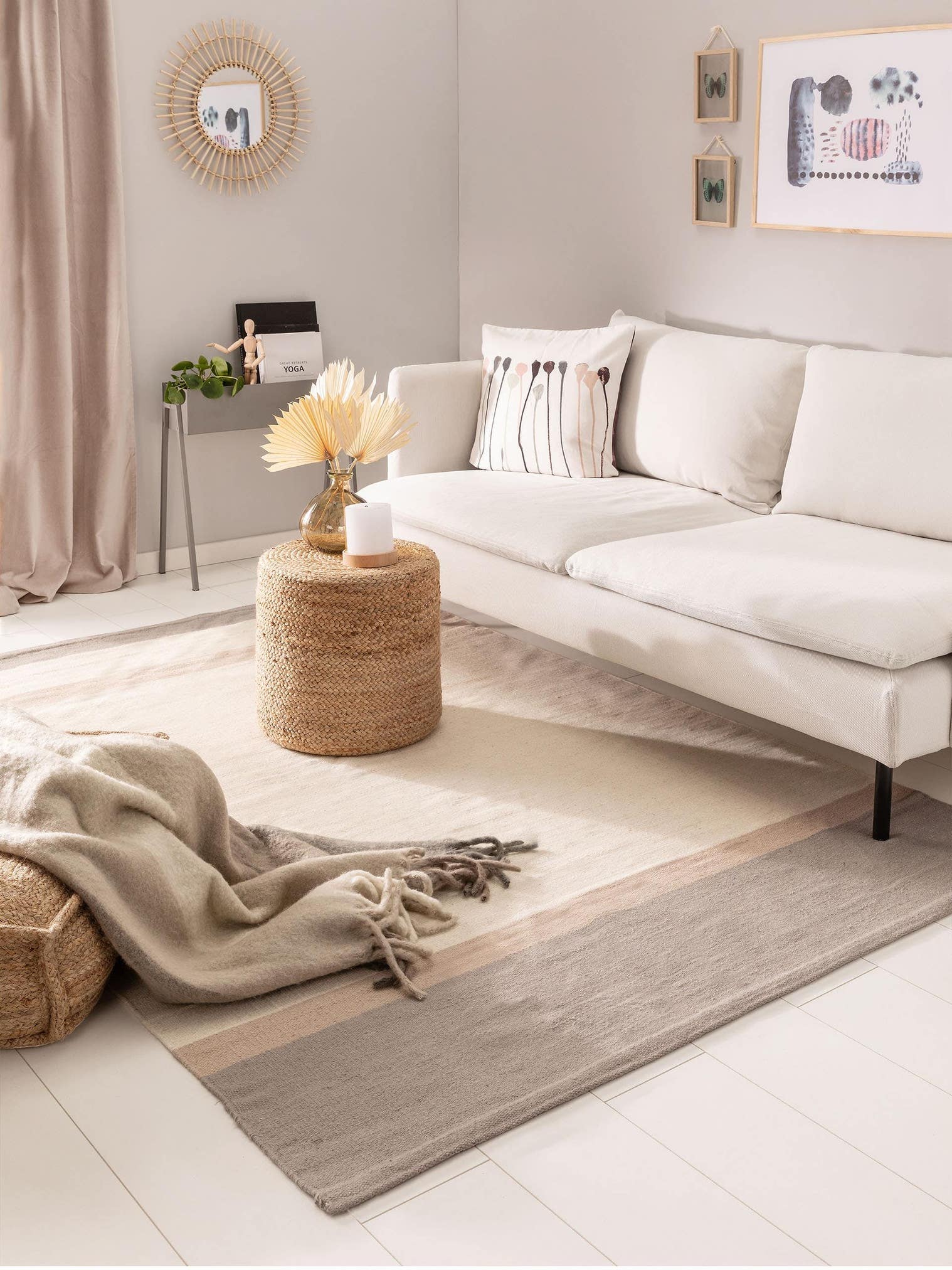 Rug made of 100% Wool in Beige with a 1- 5 mm high pile by benuta