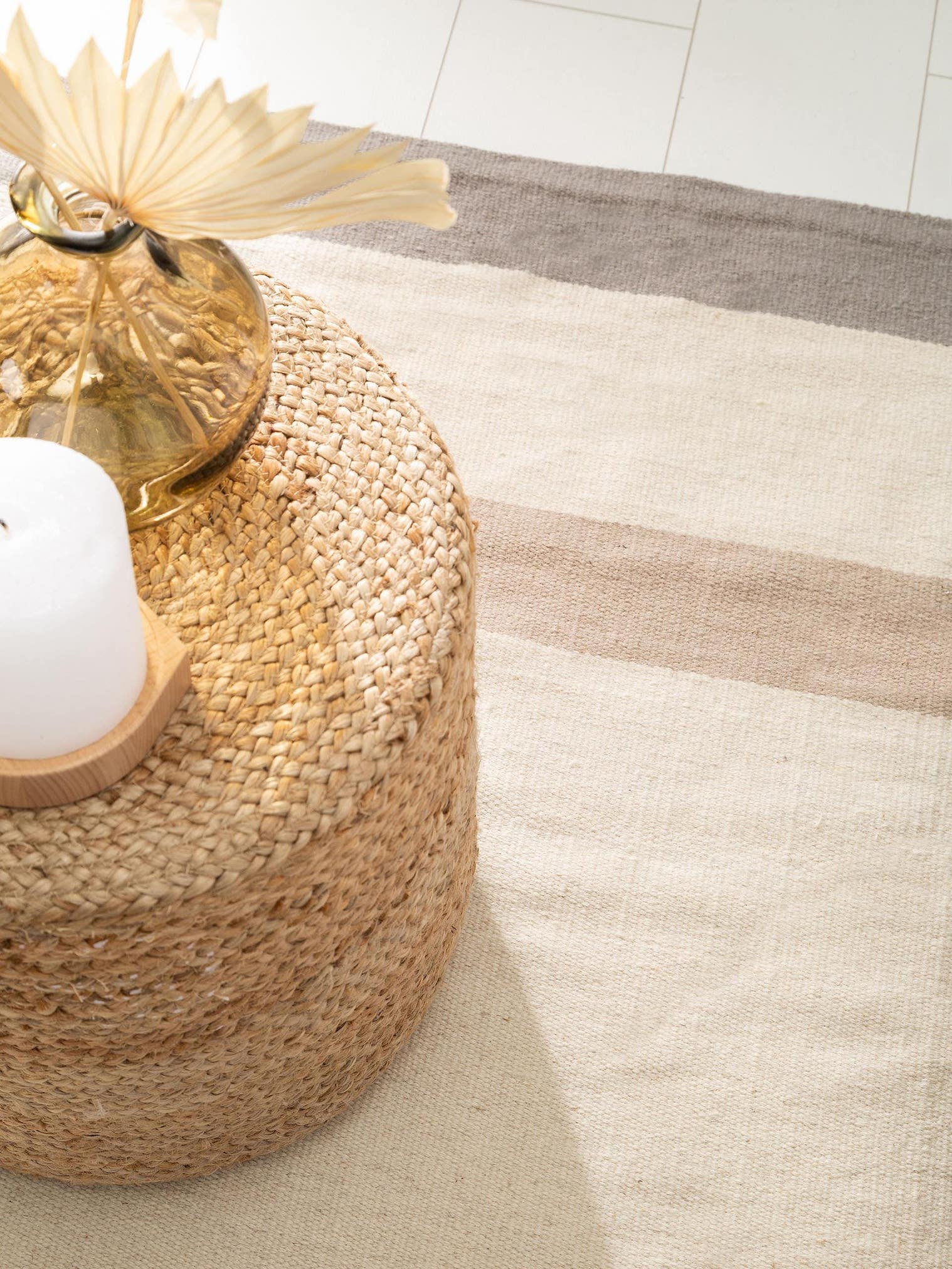 Rug made of 100% Wool in Beige with a 1- 5 mm high pile by benuta