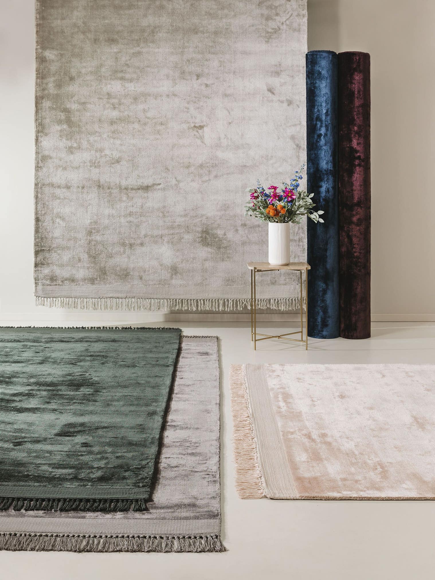 Rug made of 100% Viscose in Green with a 11 - 20 mm high pile by benuta Finest