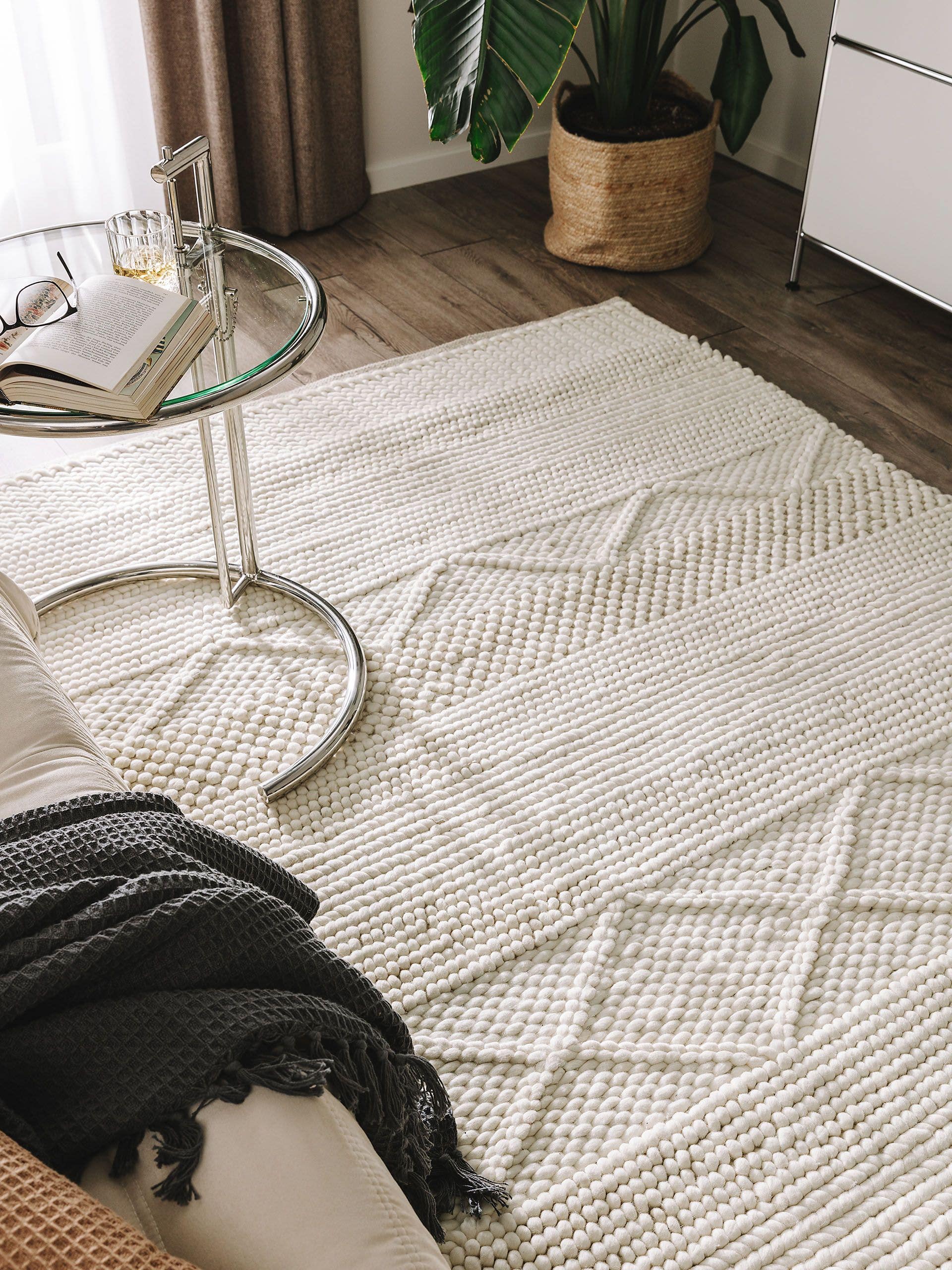 Tapete de 100% lã em Bege com pelo de 6 a 10 mm de altura da benuta Pure