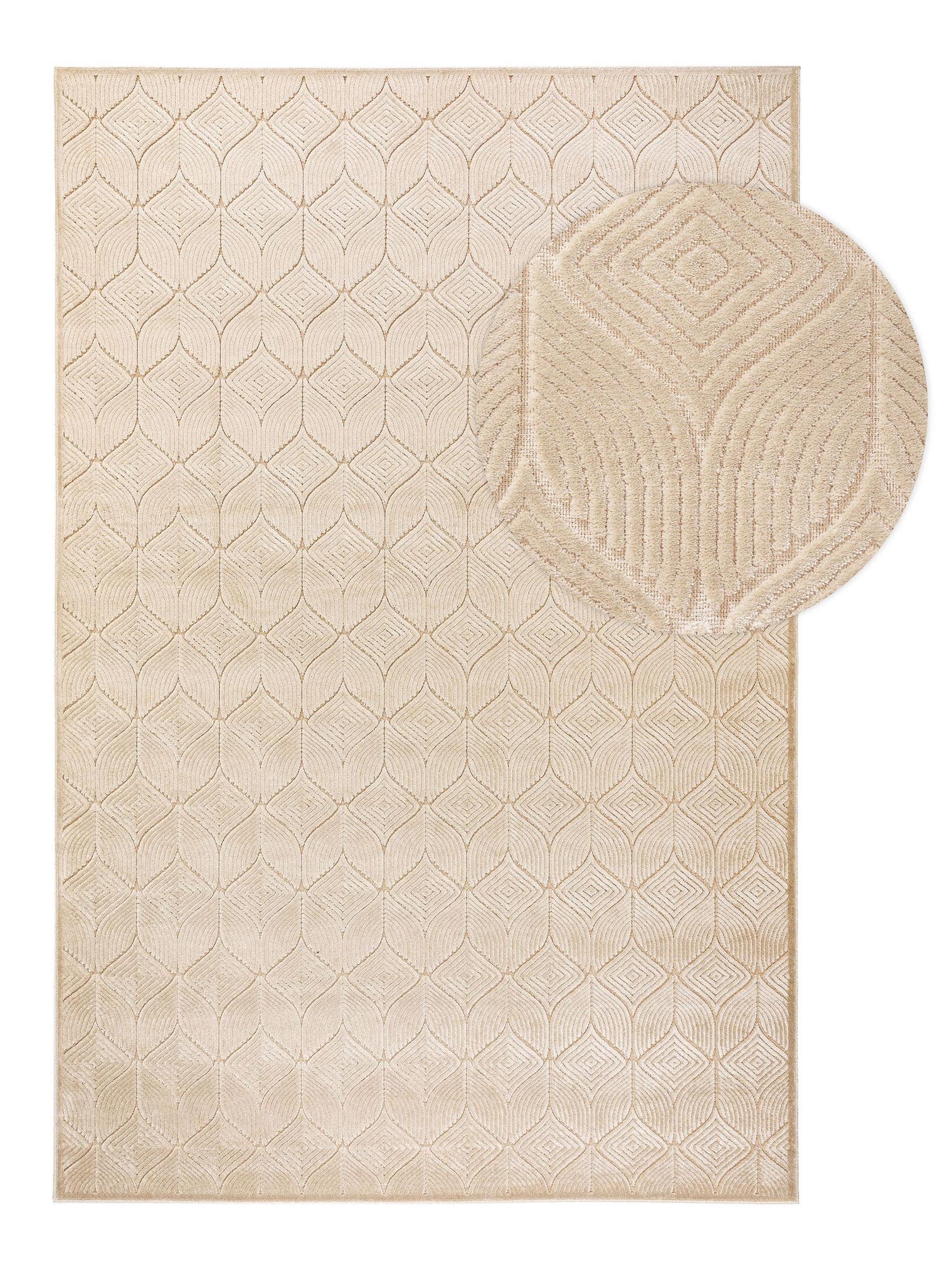 Teppich aus 100% Viskose in Beige mit bis 5 mm hohem Flor von benuta Pop